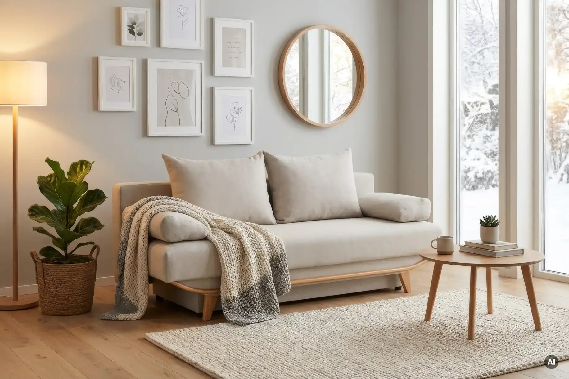 SMART Schlafsofa ODESSO Mikrofaser Beige - Smart SMART Schlafsofa ODESSO - Einrichtungsbeispiel