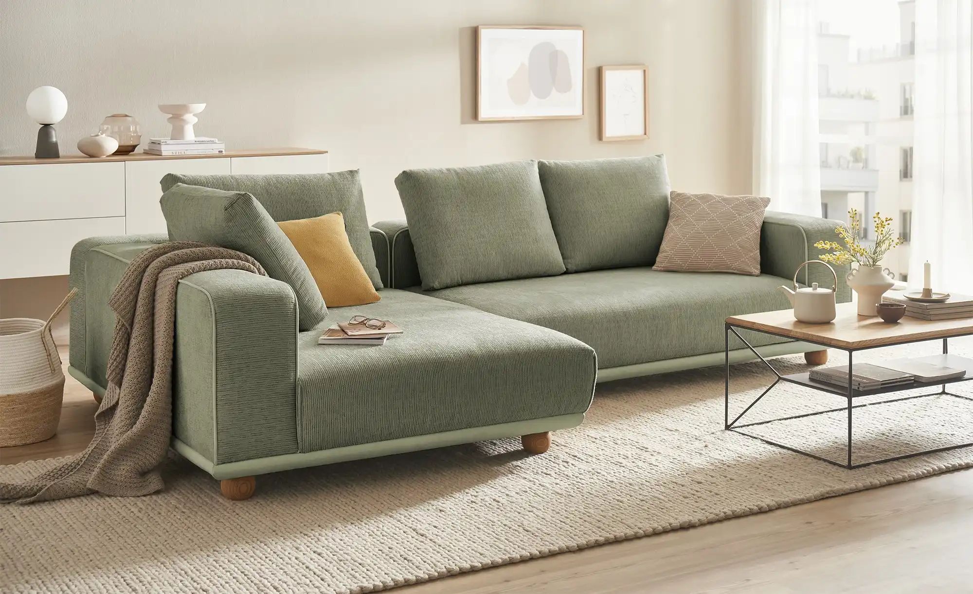 switch Ecksofa aus Mikrofaser Cora ¦ grün ¦ Maße (cm): B: 305 H: 88 T: 173 günstig online kaufen