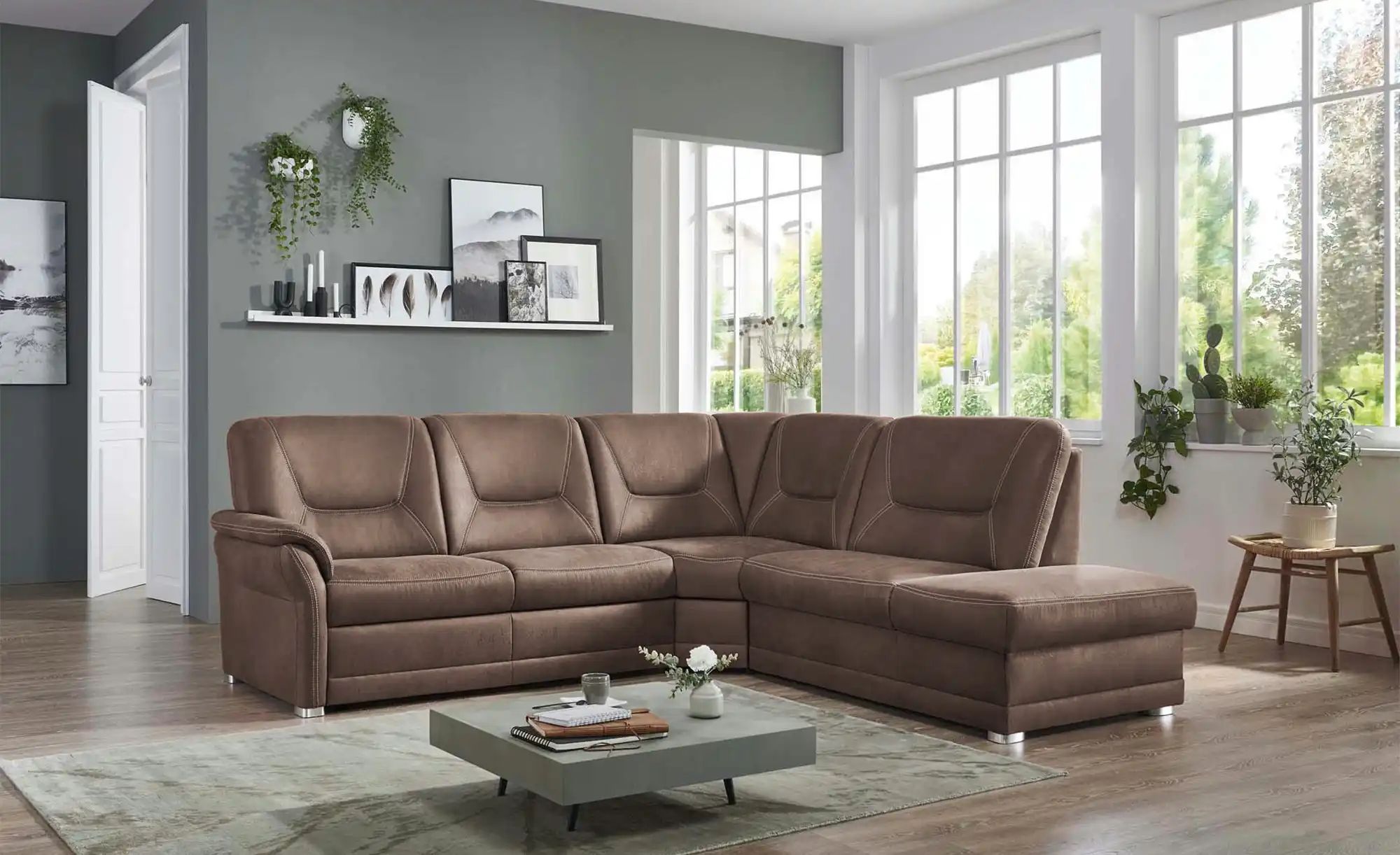 meinSofa Ecksofa aus Mikrofaser Edda ¦ braun ¦ Maße (cm): B: 253 H: 96 T: 2 günstig online kaufen