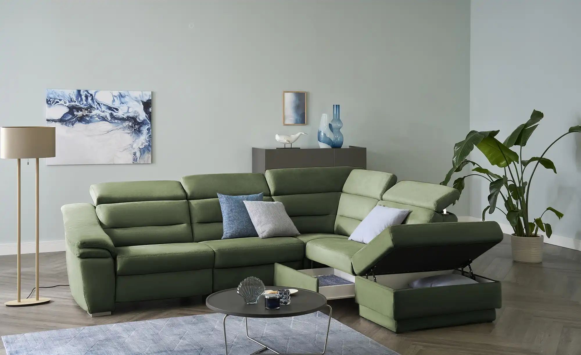 Thumbnail - meinSofa Ecksofa  Ivonne ¦ grün ¦ Maße (cm): B: 294 T: 245.0 Polstermöbel > Sofas > Ecksofas - Höffner