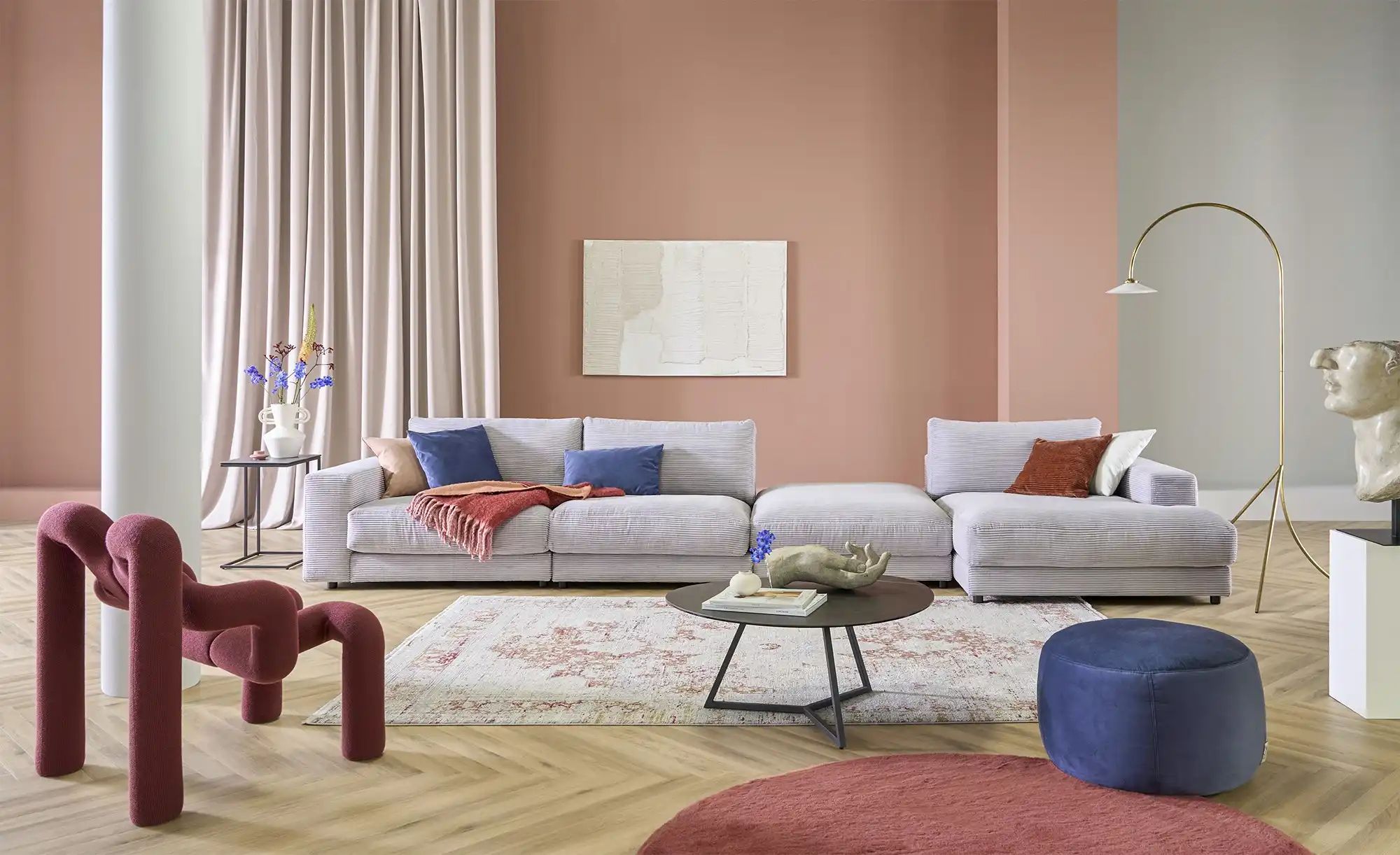 Thumbnail - Jette Home Element Einsitzer ohne Armlehne in Cord Sila ¦ grau ¦ Maße (cm): B: 100 H: 85 T: 127.0 Polstermöbel > Sofas >...