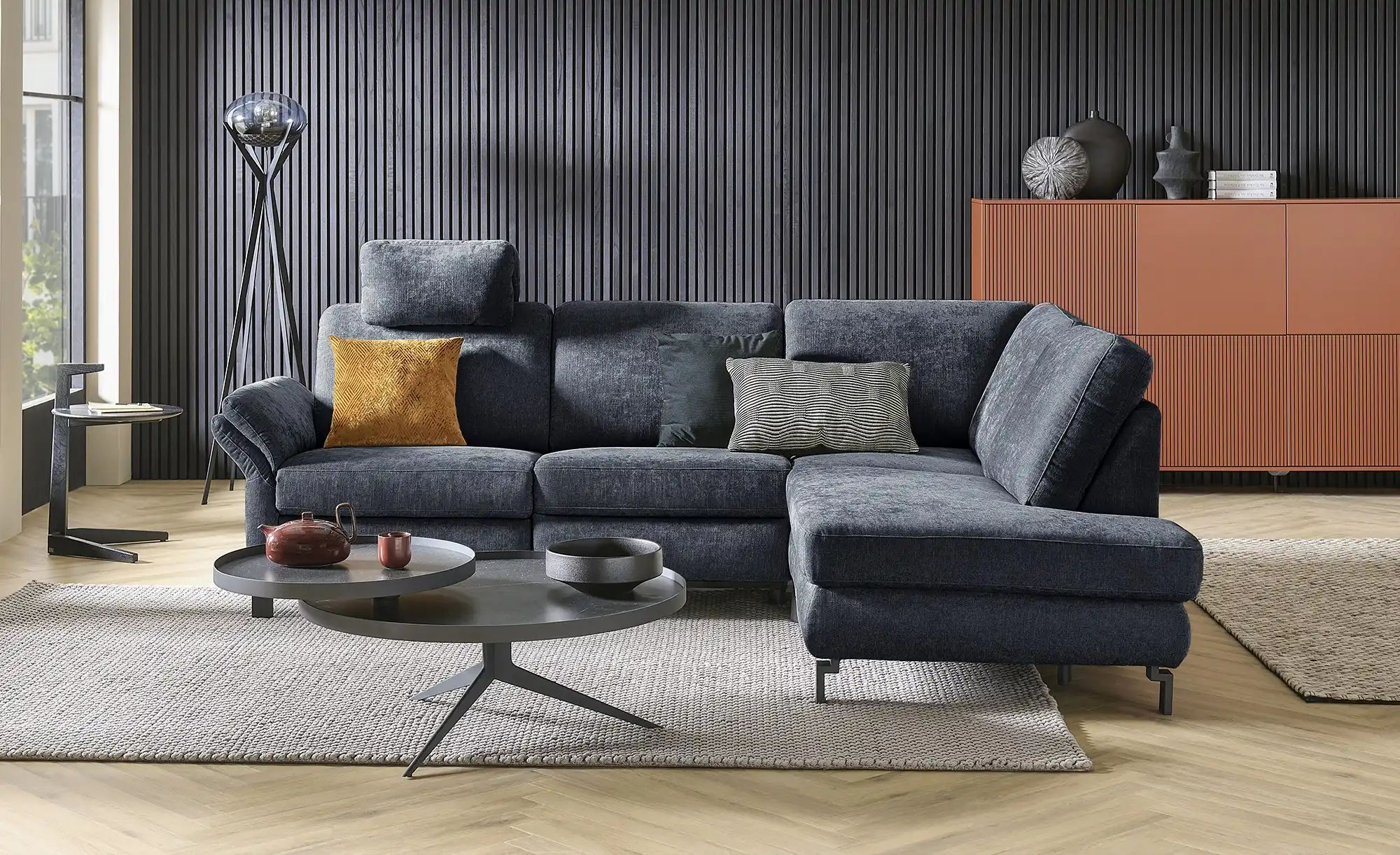 Thumbnail - Max Schelling Ecksofa Flachgewebe Maximum Plus ¦ blau ¦ Maße (cm): B: 265 H: 91 T: 200.0 Polstermöbel > Sofas > Ecksofas...