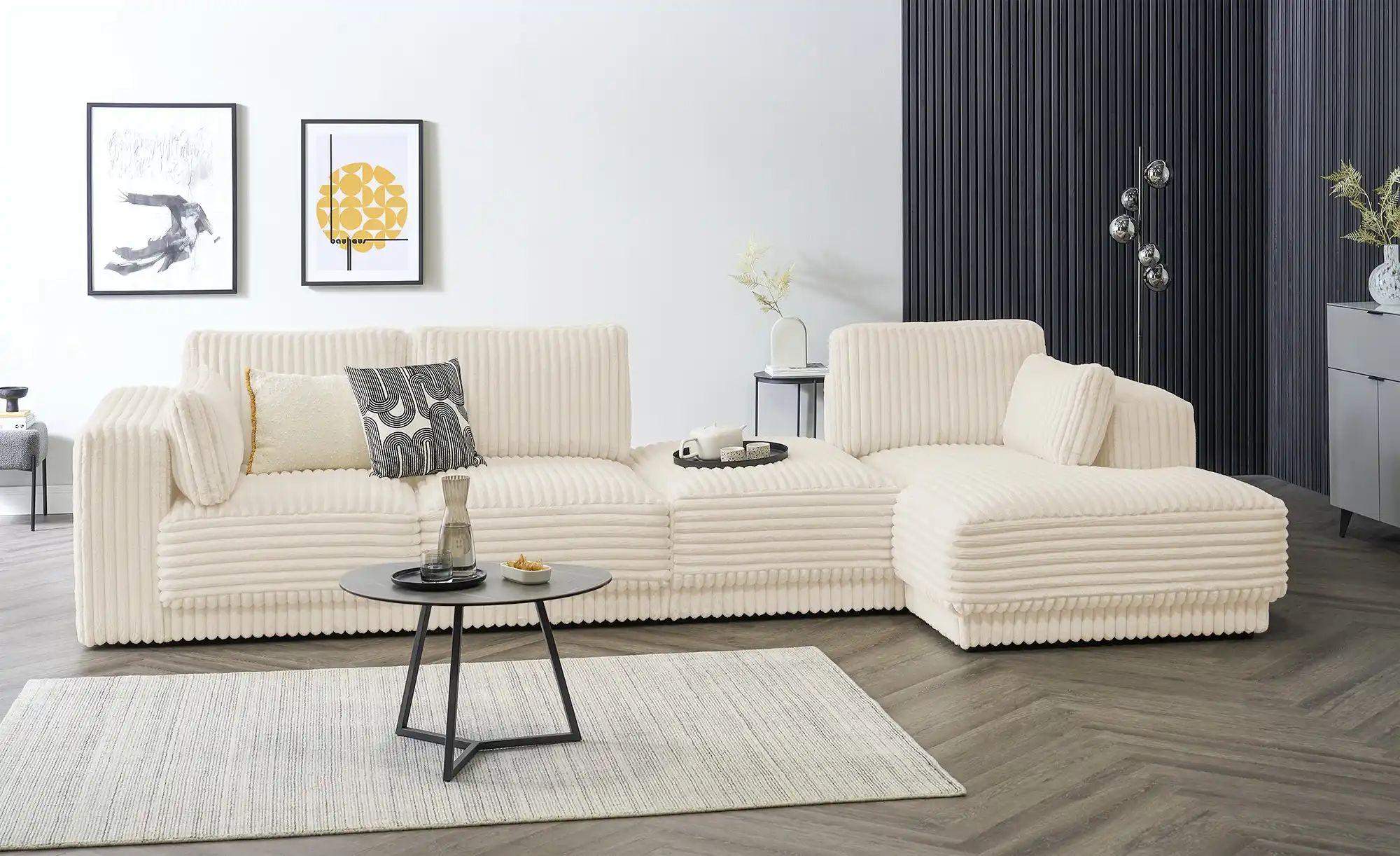 Thumbnail - switch Ecksofa in modernem Breitcord Torrino ¦ creme ¦ Maße (cm): B: 372 H: 95 T: 173.0 Polstermöbel > Sofas > Ecksofas ...