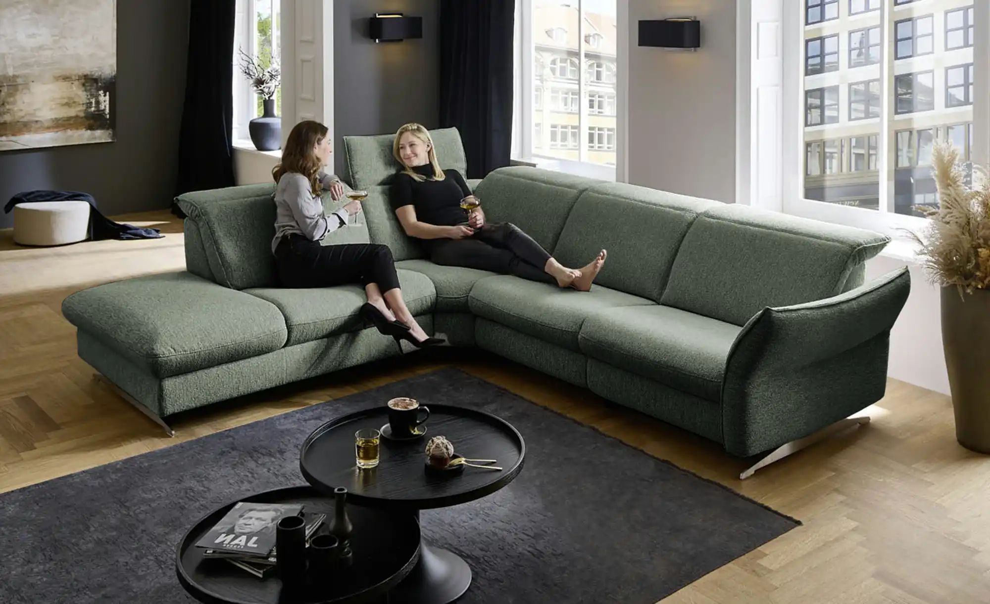 Hukla Ecksofa Mikrofaser Michelle ¦ grün ¦ Maße (cm): B: 292 H: 99 T: 258.0 günstig online kaufen