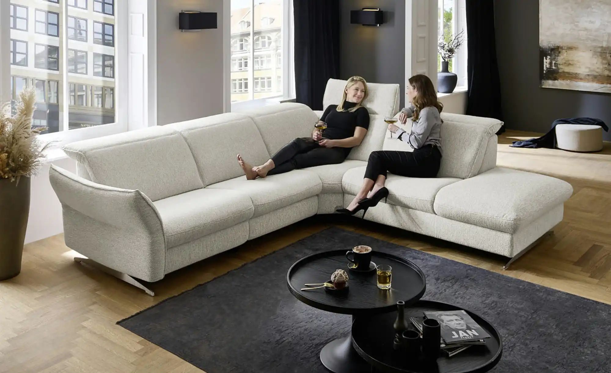 Hukla Ecksofa Mikrofaser Michelle ¦ beige ¦ Maße (cm): B: 292 H: 99 T: 258. günstig online kaufen