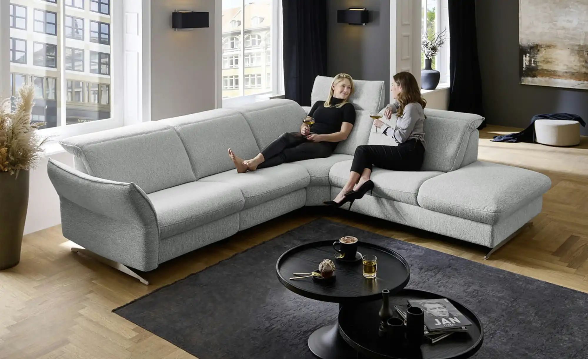 Hukla Ecksofa Mikrofaser Michelle ¦ grau ¦ Maße (cm): B: 292 H: 99 T: 258.0 günstig online kaufen