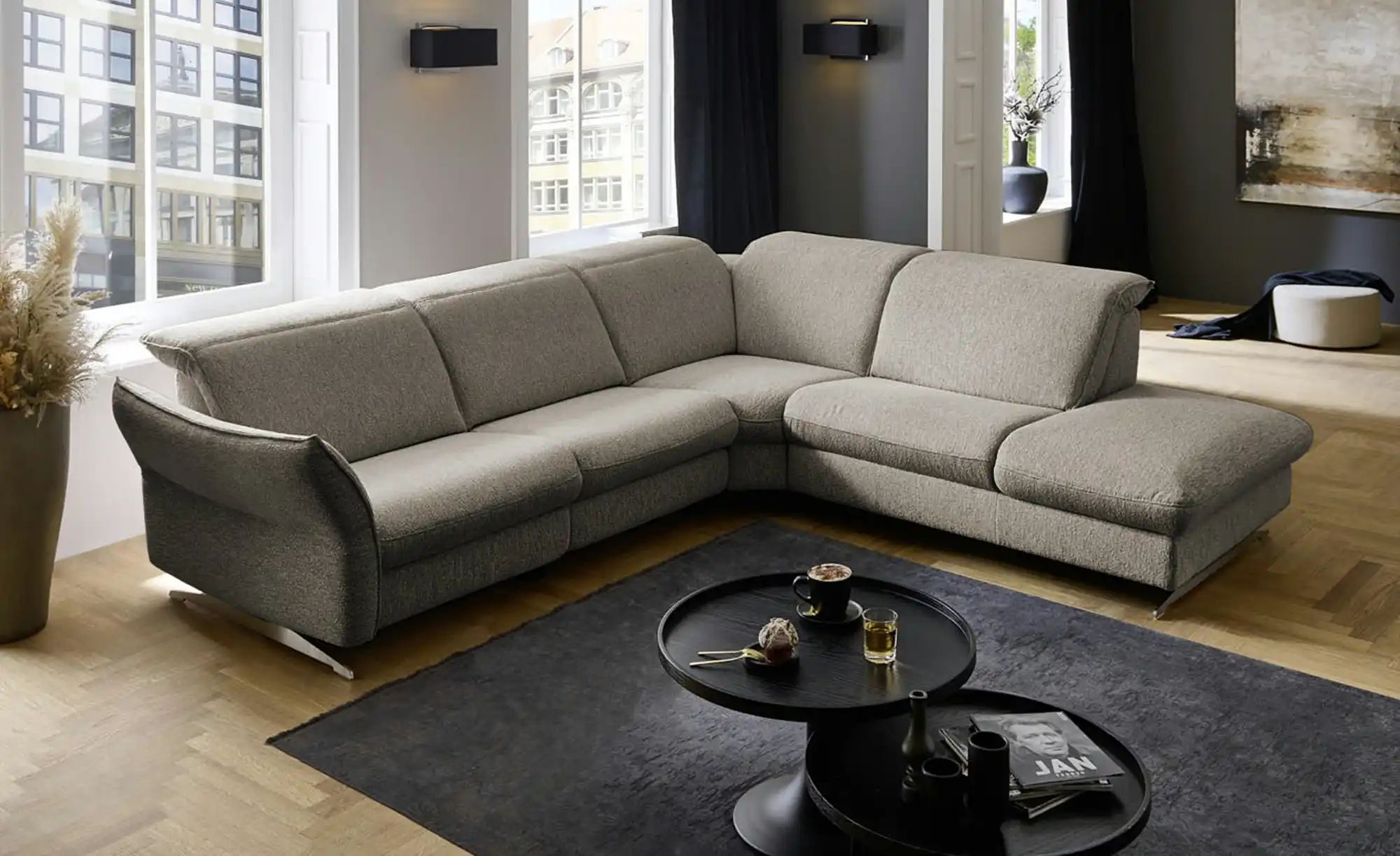 Hukla Ecksofa Mikrofaser Michelle ¦ grau ¦ Maße (cm): B: 292 H: 99 T: 258.0 günstig online kaufen