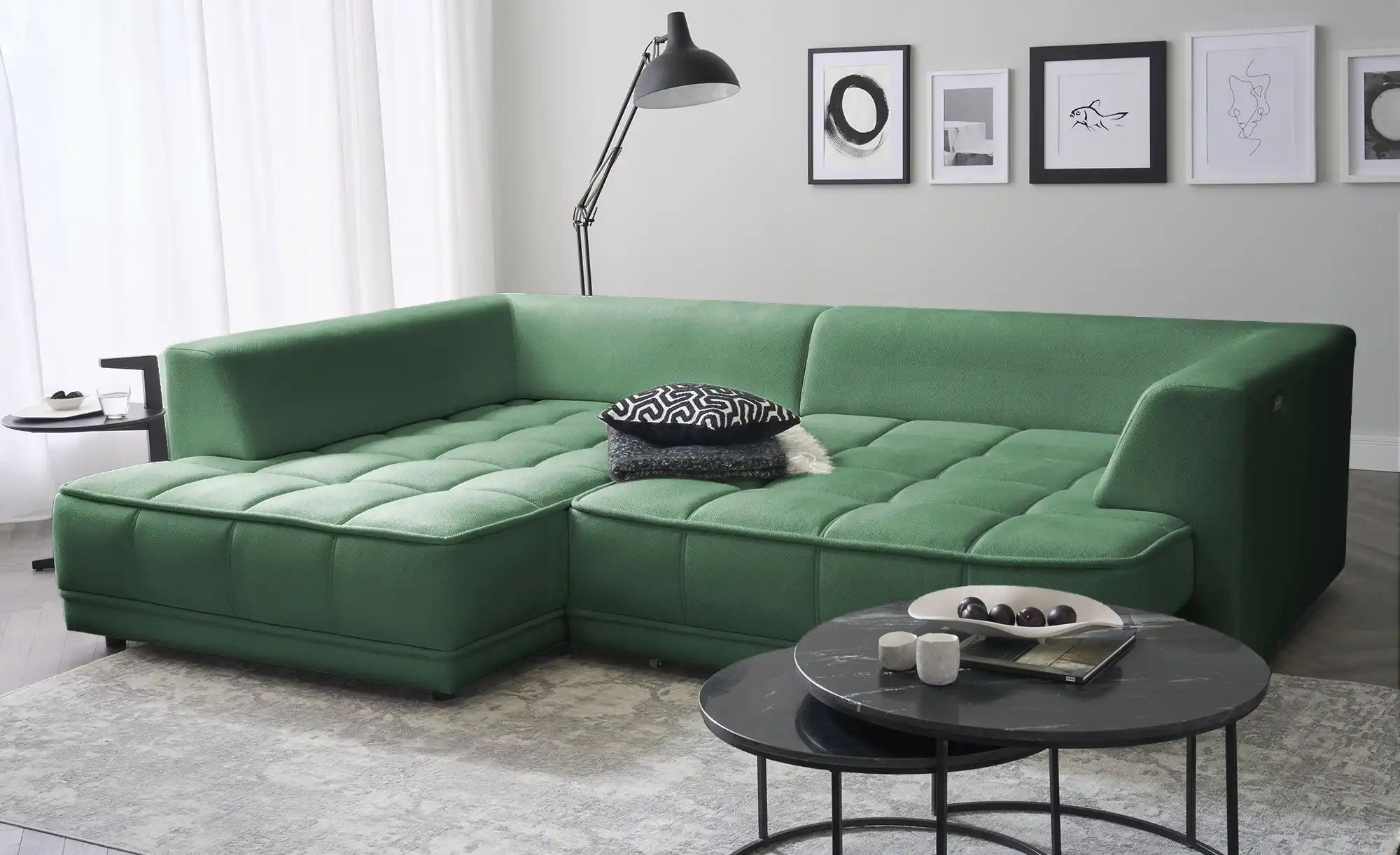 Thumbnail - switch Ecksofa  Tiga ¦ grün ¦ Maße (cm): B: 285 H: 88 T: 205.0 Polstermöbel > Sofas > Ecksofas - Höffner