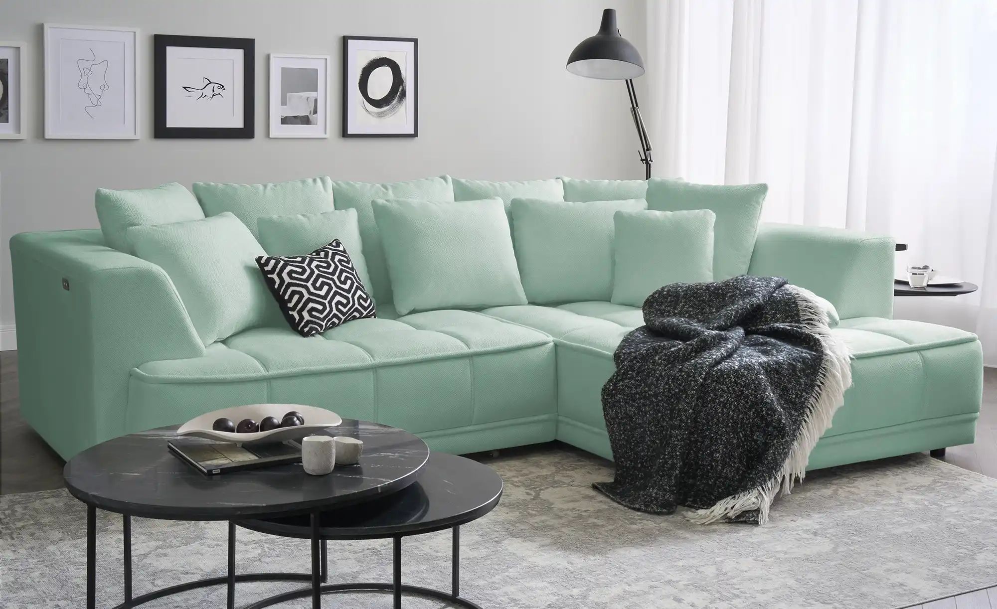 Thumbnail - switch Ecksofa  Tiga ¦ grün ¦ Maße (cm): B: 285 H: 88 T: 205.0 Polstermöbel > Sofas > Ecksofas - Höffner