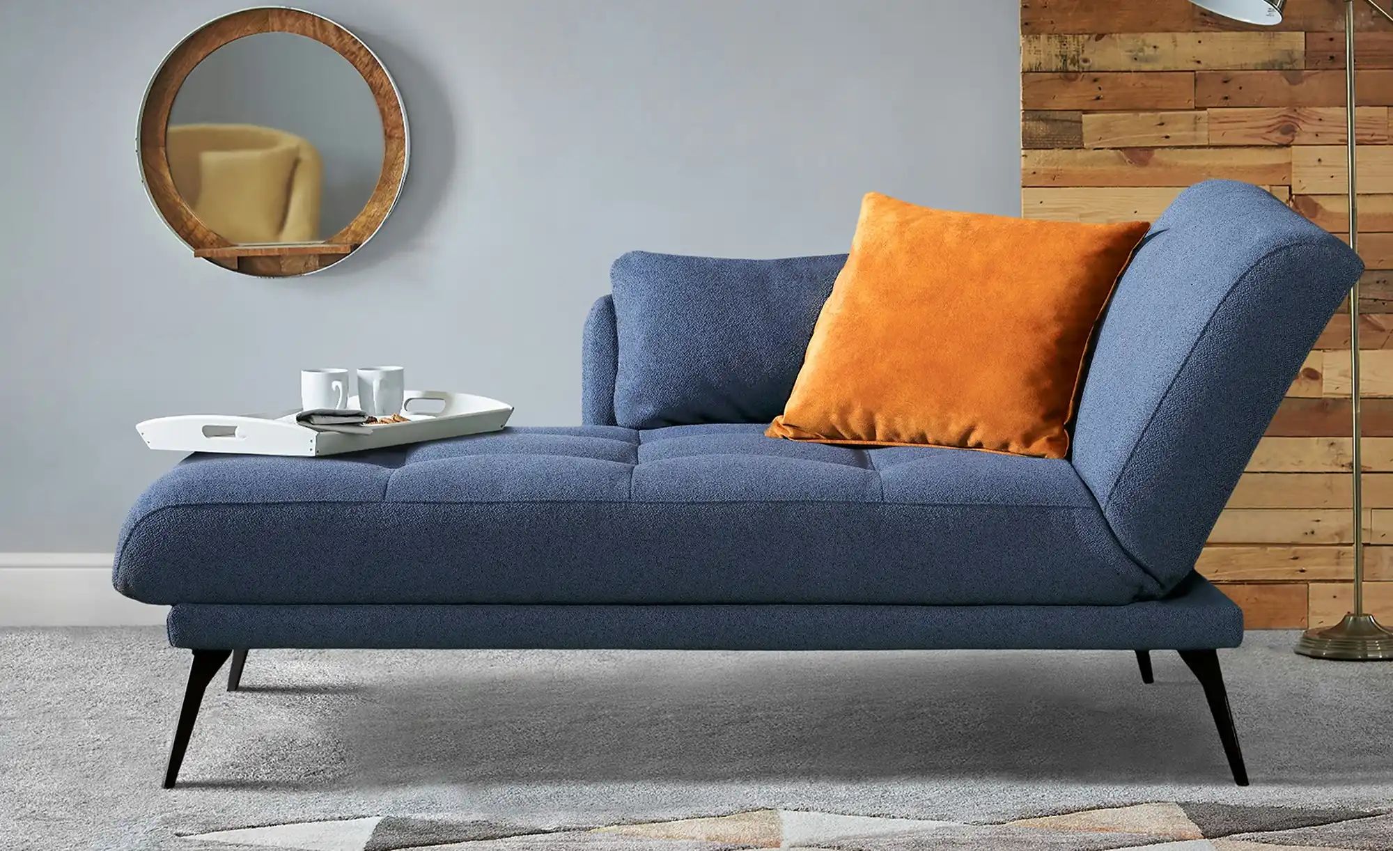 Recamiere  Amira ¦ blau ¦ Maße (cm): B: 200 H: 85 T: 106.0 Polstermöbel > O günstig online kaufen