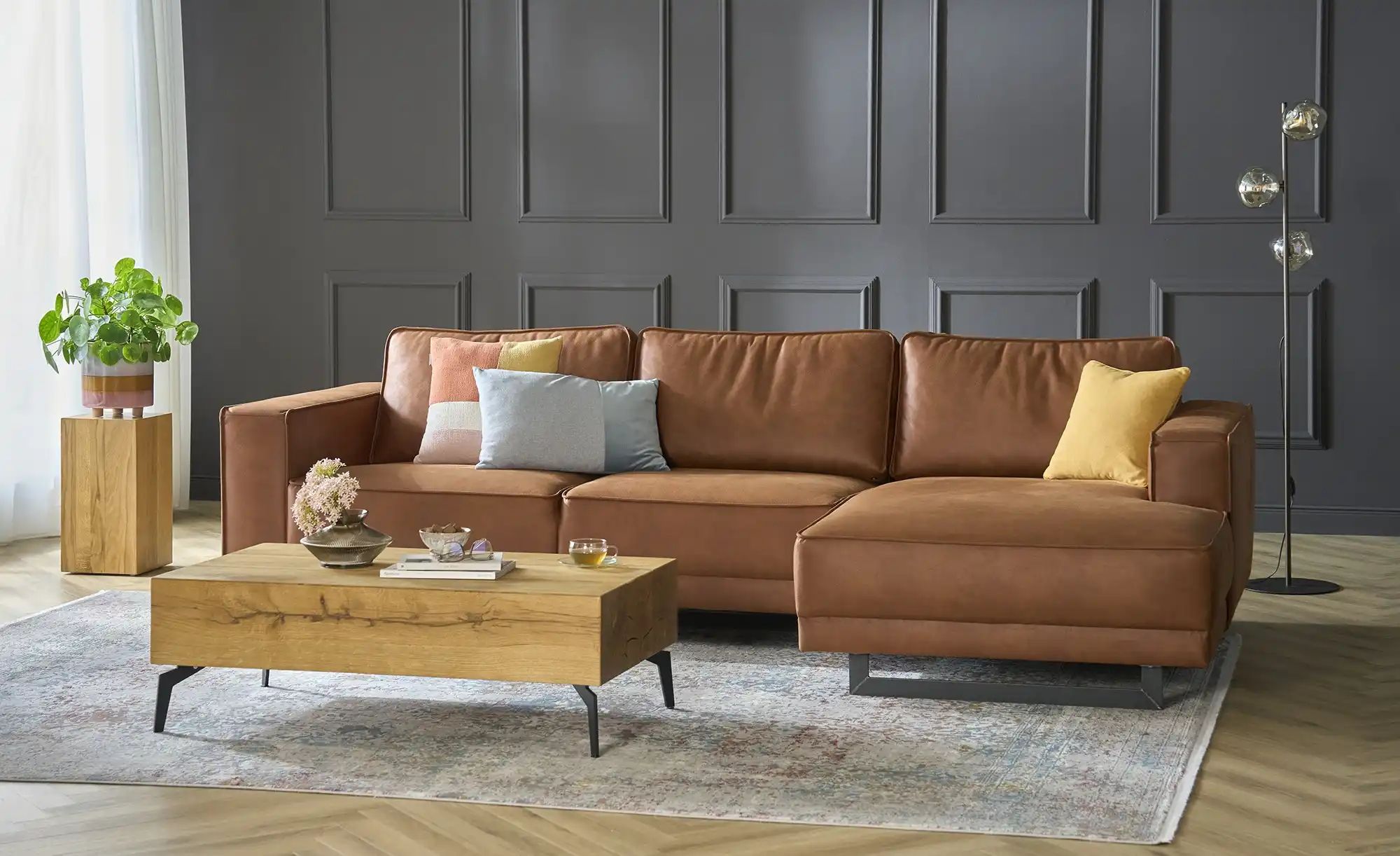 SOHO Ecksofa aus recyceltem Leder Sanja ¦ braun ¦ Maße (cm): B: 285 H: 85 T günstig online kaufen