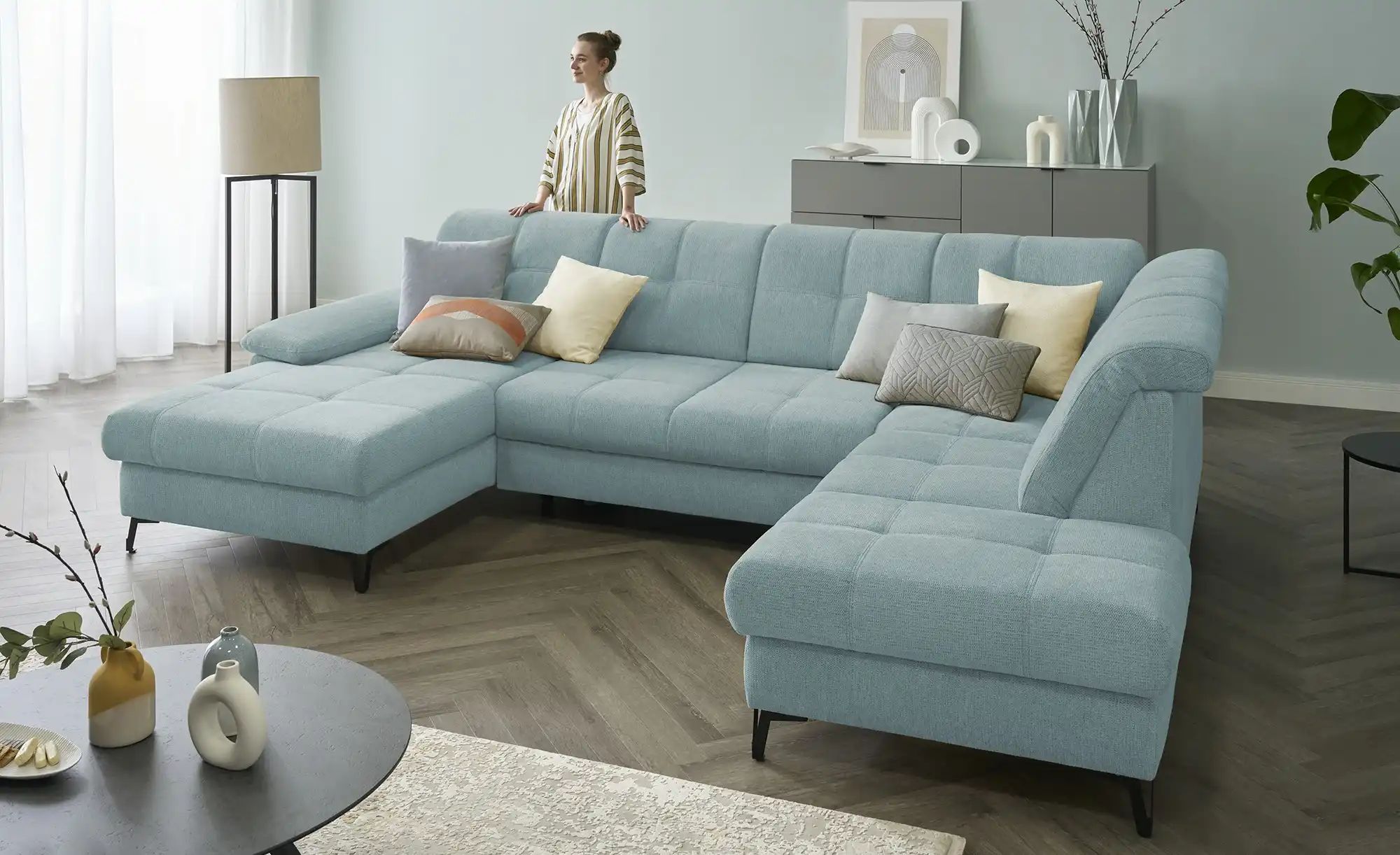 Thumbnail - medium Wohnlandschaft  Planova II ¦ blau ¦ Maße (cm): B: 338 H: 96 T: 249.0 Polstermöbel > Sofas > Schlafsofas - Höffner