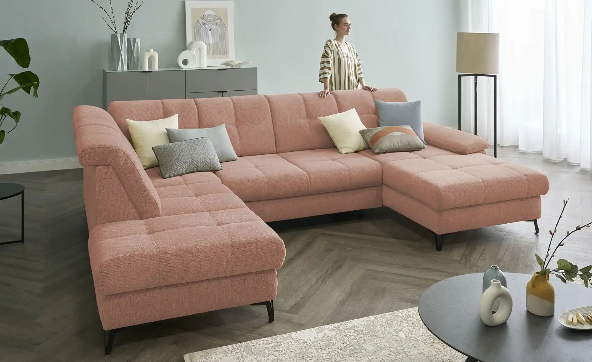 medium Wohnlandschaft  Planova II ¦ rosa/pink ¦ Maße (cm): B: 338 H: 96 T: günstig online kaufen