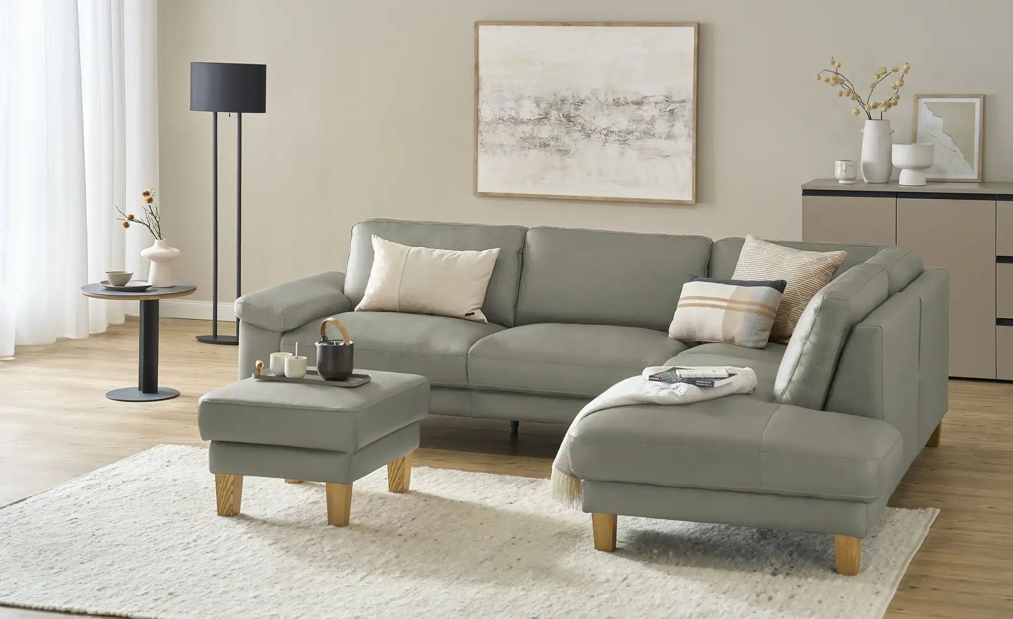 Thumbnail - Ravensberger Werkstätten Ecksofa Leder RW-Select ¦ grau ¦ Maße (cm): B: 274 H: 77 T: 220.0 Polstermöbel > Sofas > Ecksof...