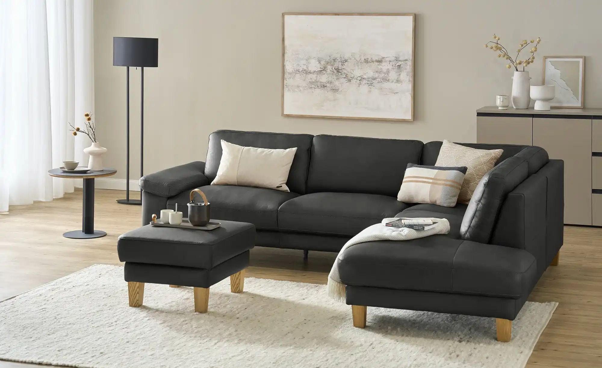 Ravensberger Werkstätten Ecksofa Leder RW-Select ¦ schwarz ¦ Maße (cm): B: günstig online kaufen