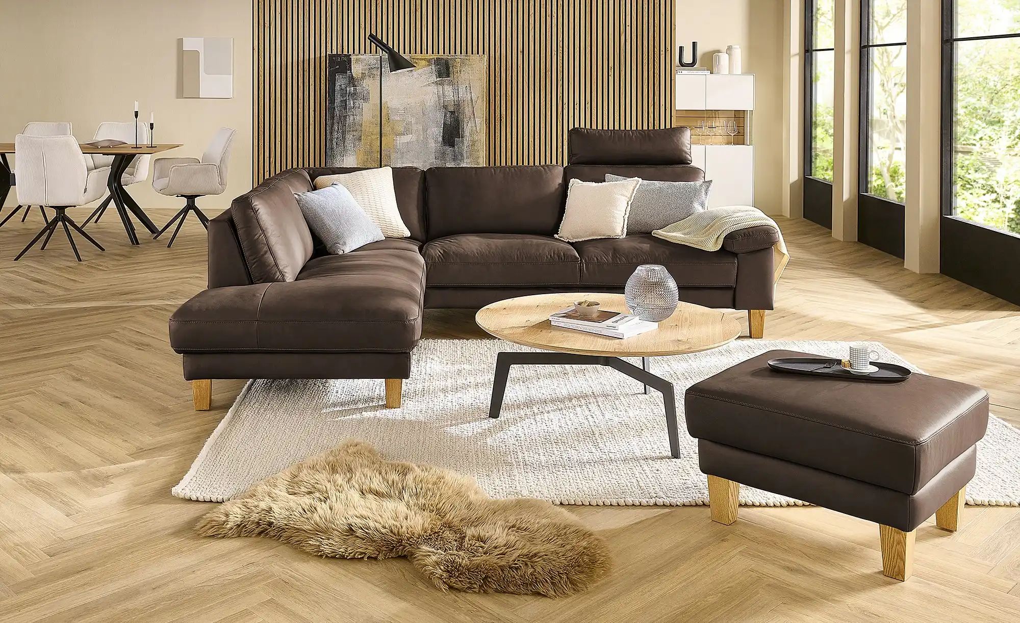 Thumbnail - Ravensberger Werkstätten Ecksofa Leder RW-Select ¦ braun ¦ Maße (cm): B: 274 H: 77 T: 220.0 Polstermöbel > Sofas > Eckso...