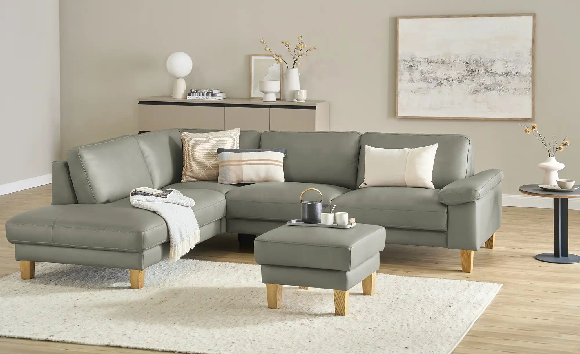 Ravensberger Werkstätten Ecksofa Leder RW-Select ¦ grau ¦ Maße (cm): B: 274 günstig online kaufen