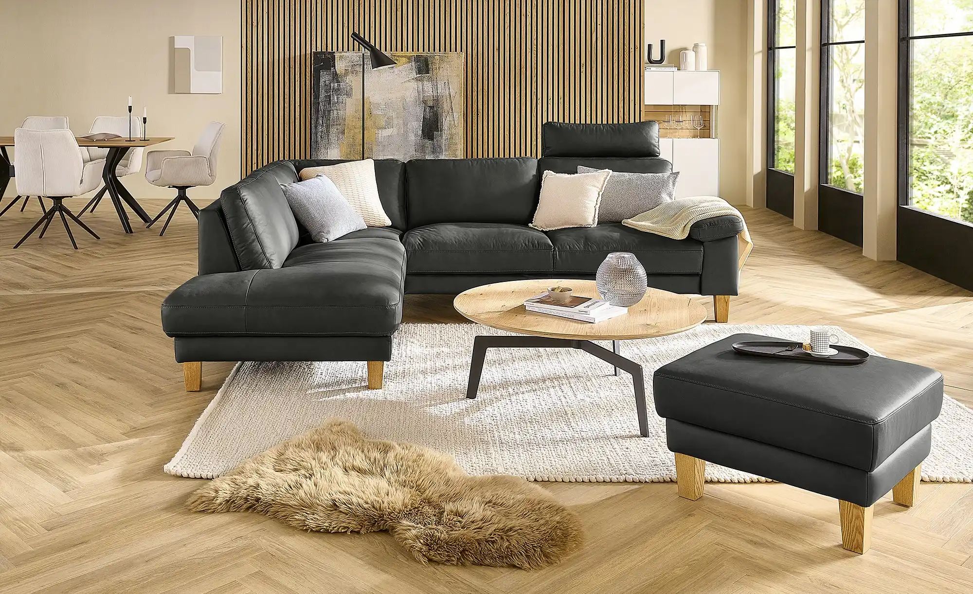 Ravensberger Werkstätten Ecksofa Leder RW-Select ¦ schwarz ¦ Maße (cm): B: günstig online kaufen