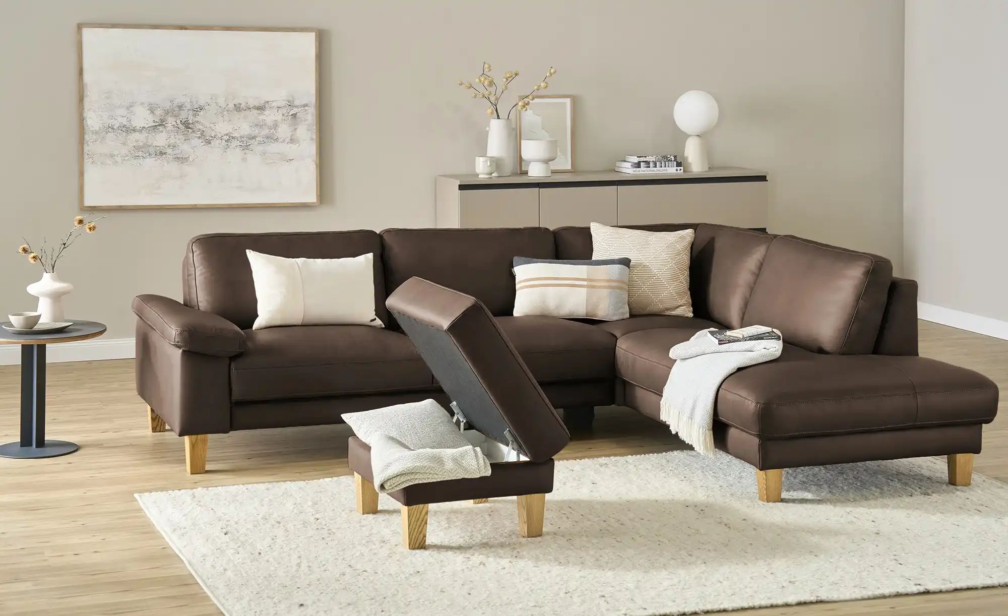 Thumbnail - Ravensberger Werkstätten Hocker Leder RW-Select ¦ braun ¦ Maße (cm): B: 59 H: 44 T: 69.0 Polstermöbel > Hocker - Höffner