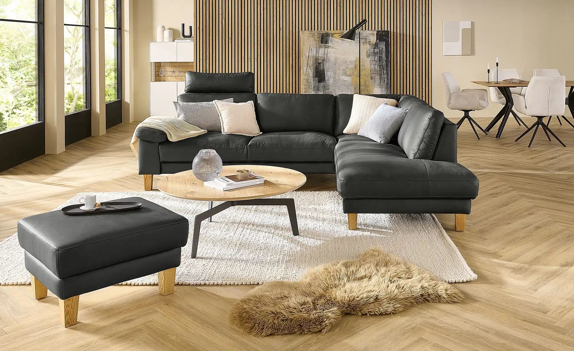 Thumbnail - Ravensberger Werkstätten Hocker Leder RW-Select ¦ schwarz ¦ Maße (cm): B: 59 H: 44 T: 69.0 Polstermöbel > Hocker - Höffn...