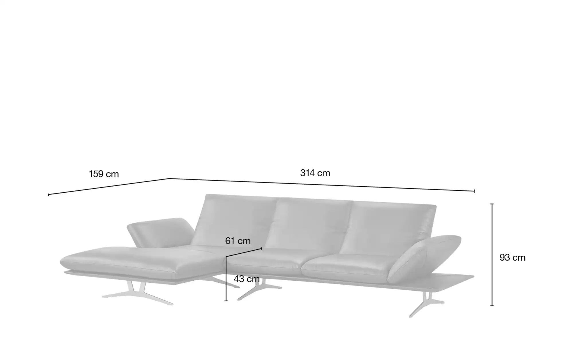 KOINOR Ecksofa Echtleder Francis ¦ weiß ¦ Maße (cm): B: 314 H: 93 T: 159.0 günstig online kaufen