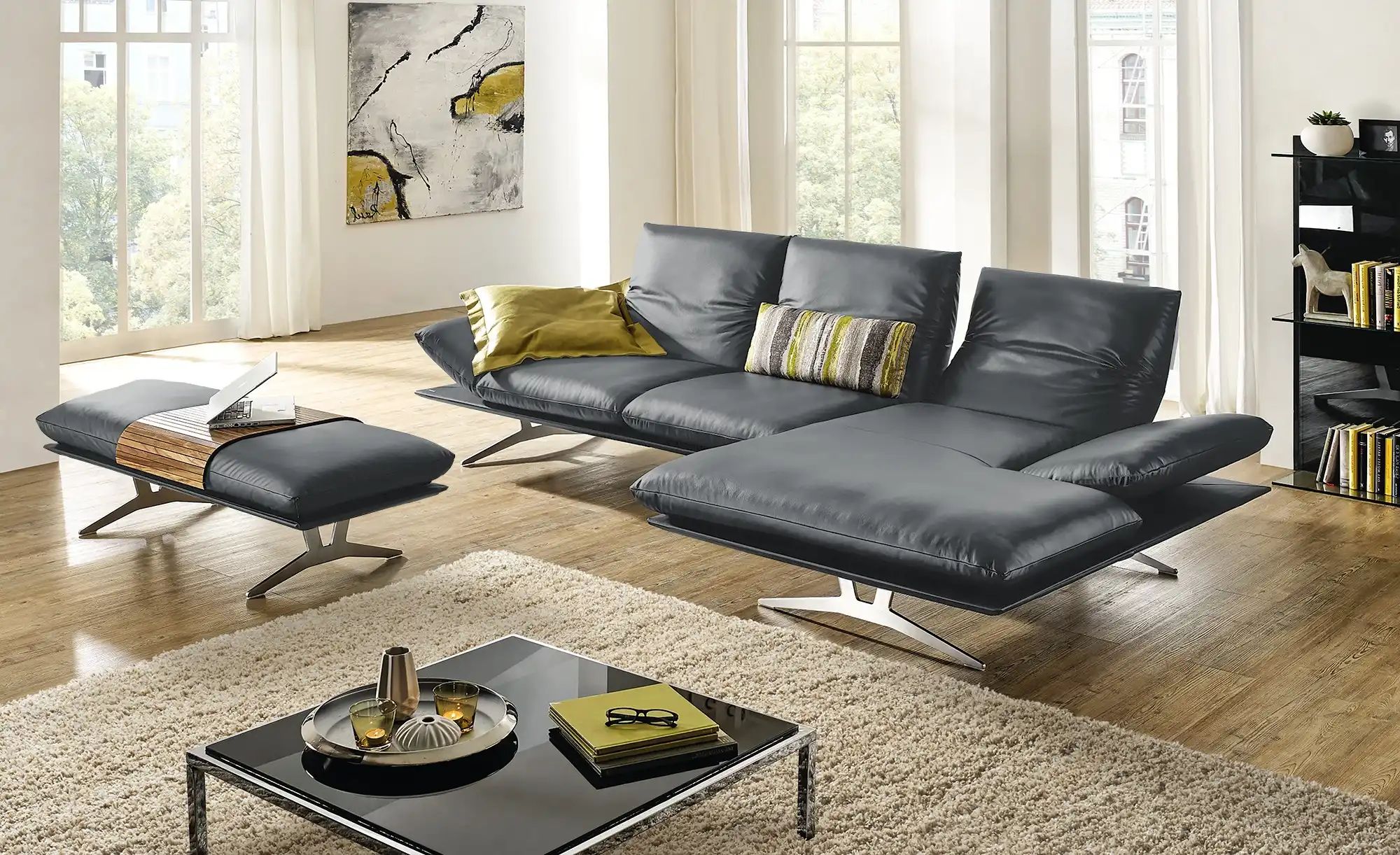 KOINOR Ecksofa Echtleder Francis ¦ grau ¦ Maße (cm): B: 314 H: 93 T: 159.0 günstig online kaufen
