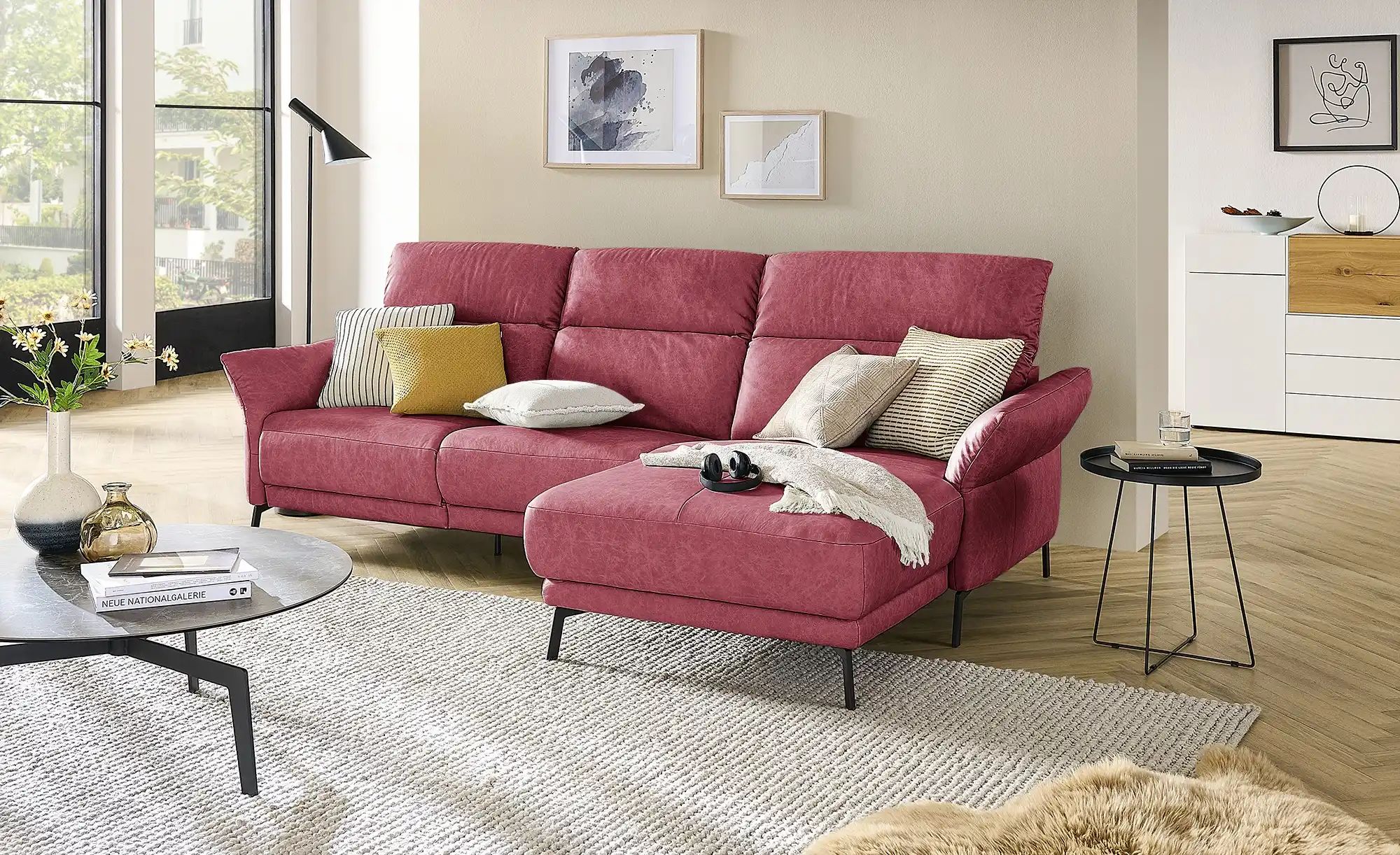 Wohnwert Ecksofa Leder Bellana ¦ rot ¦ Maße (cm): B: 291 H: 101 T: 176 Pols günstig online kaufen