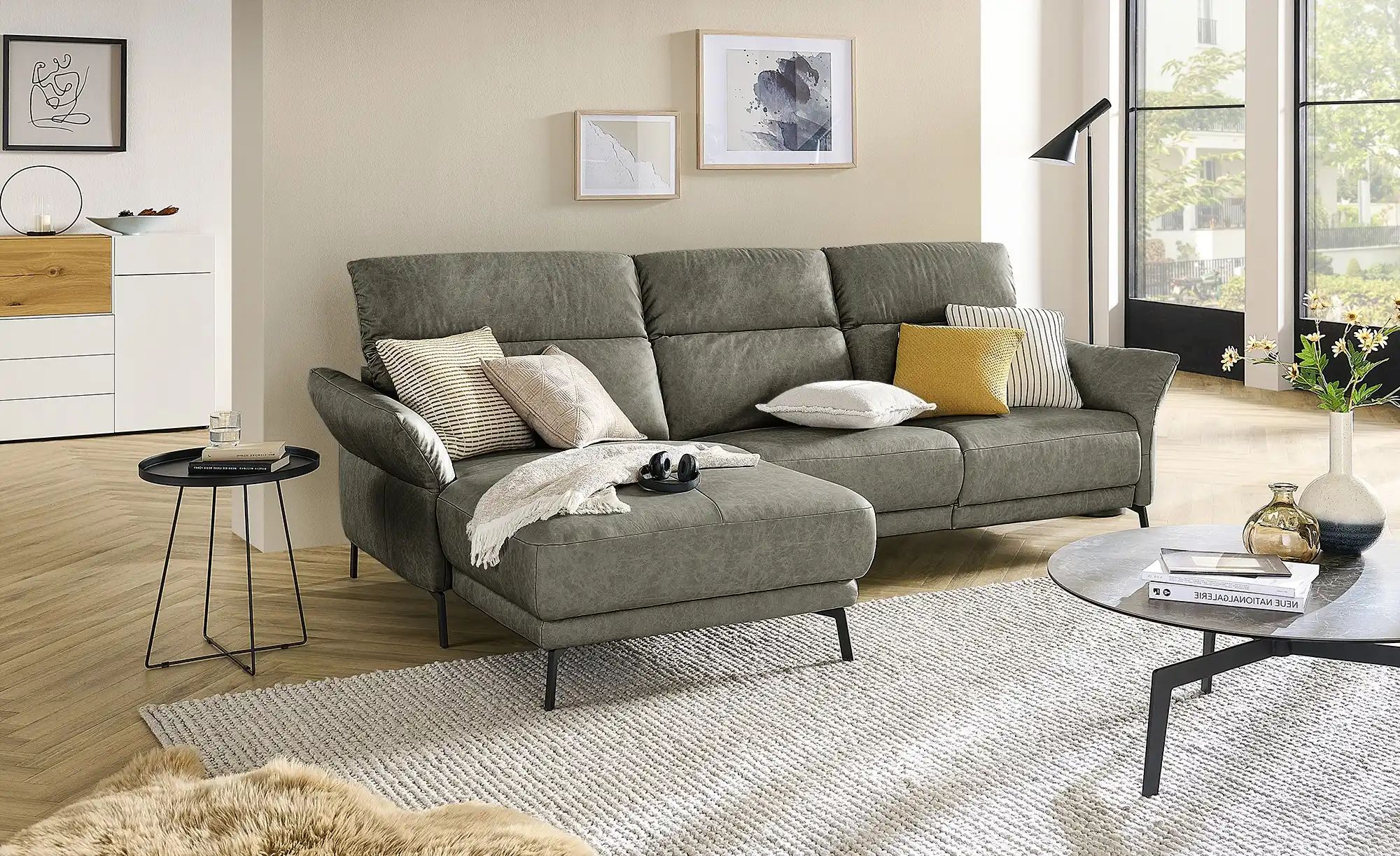 Thumbnail - Wohnwert Ecksofa Leder Bellana ¦ grün ¦ Maße (cm): B: 285 H: 101 T: 161.0 Polstermöbel > Sofas > Ecksofas - Höffner