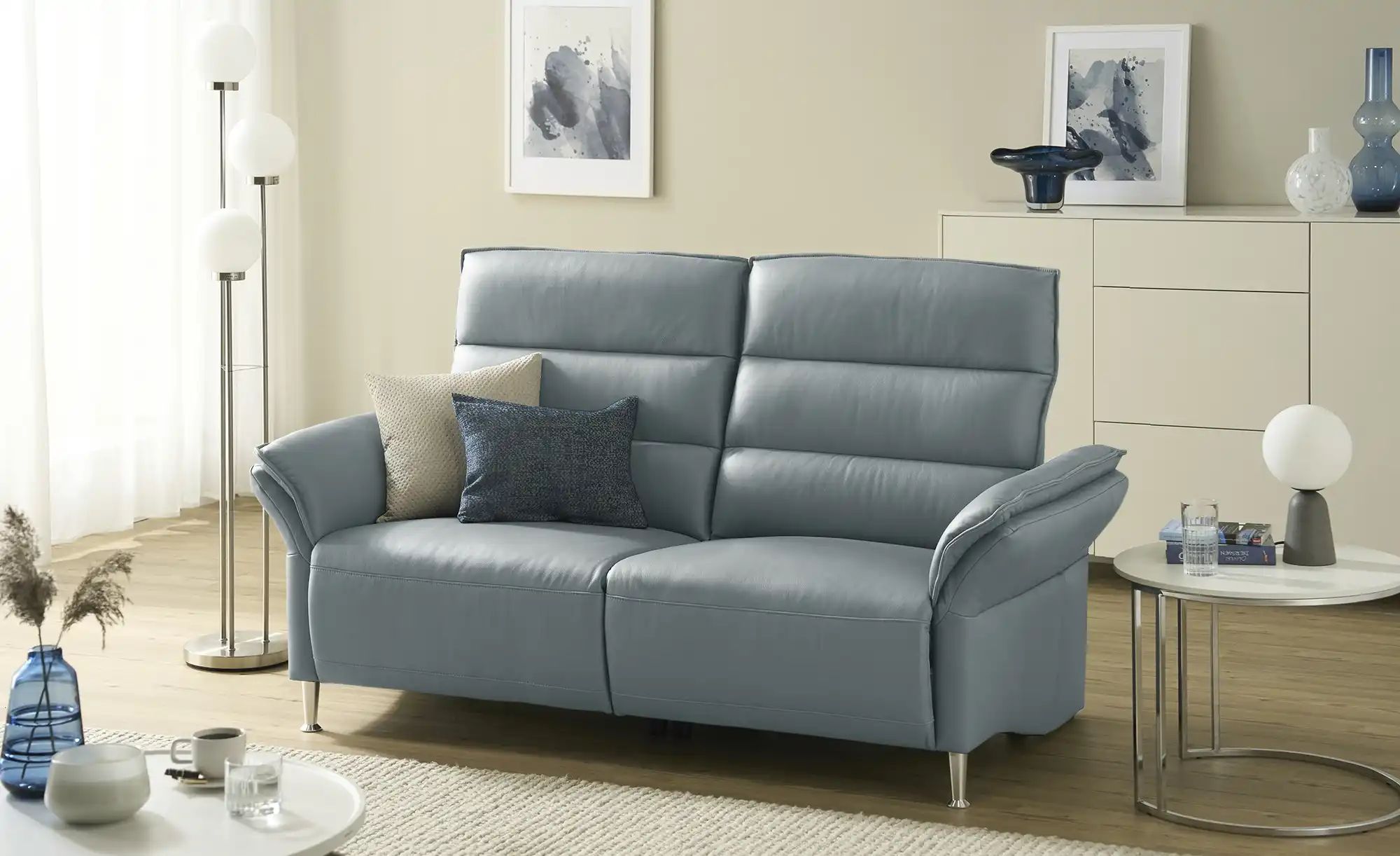 Thumbnail - Wohnwert Einzelsofa Leder Marlena ¦ grau ¦ Maße (cm): B: 208 H: 107 T: 97.0 Polstermöbel > Sofas > 3-Sitzer - Höffner