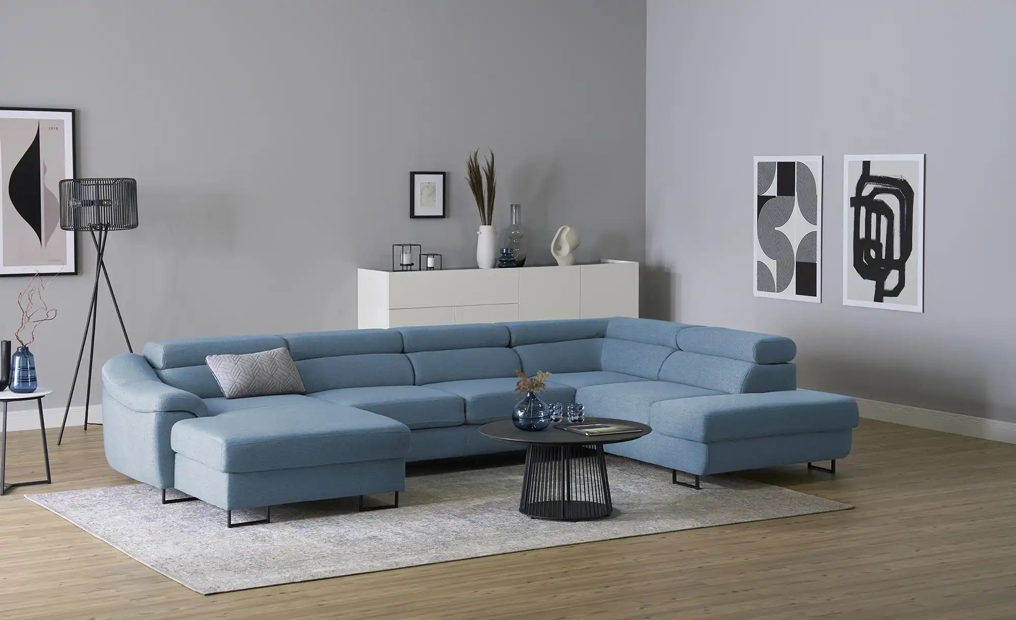 Thumbnail - switch Ecksofa  Lavos ¦ blau ¦ Maße (cm): B: 346 H: 85 T: 221.0 Polstermöbel > Sofas > Wohnlandschaften - Höffner