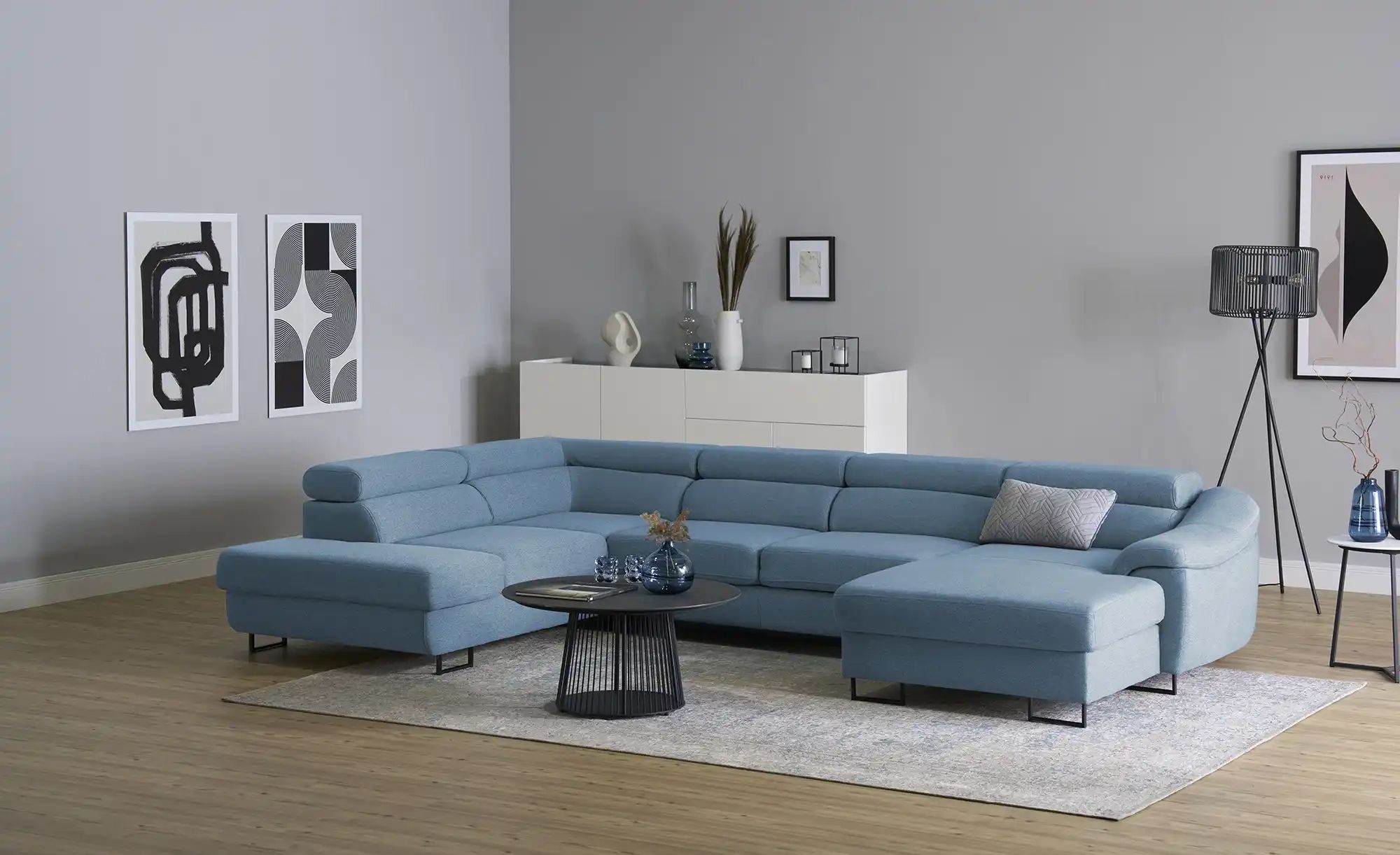 Thumbnail - switch Ecksofa  Lavos ¦ blau ¦ Maße (cm): B: 346 H: 85 T: 221.0 Polstermöbel > Sofas > Wohnlandschaften - Höffner