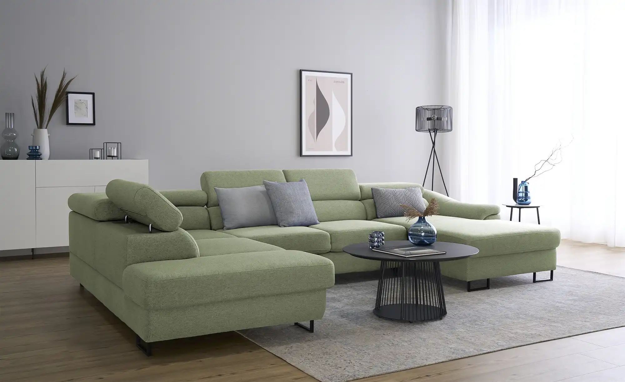 Thumbnail - switch Ecksofa  Lavos ¦ grün ¦ Maße (cm): B: 346 H: 85 T: 221.0 Polstermöbel > Sofas > Wohnlandschaften - Höffner