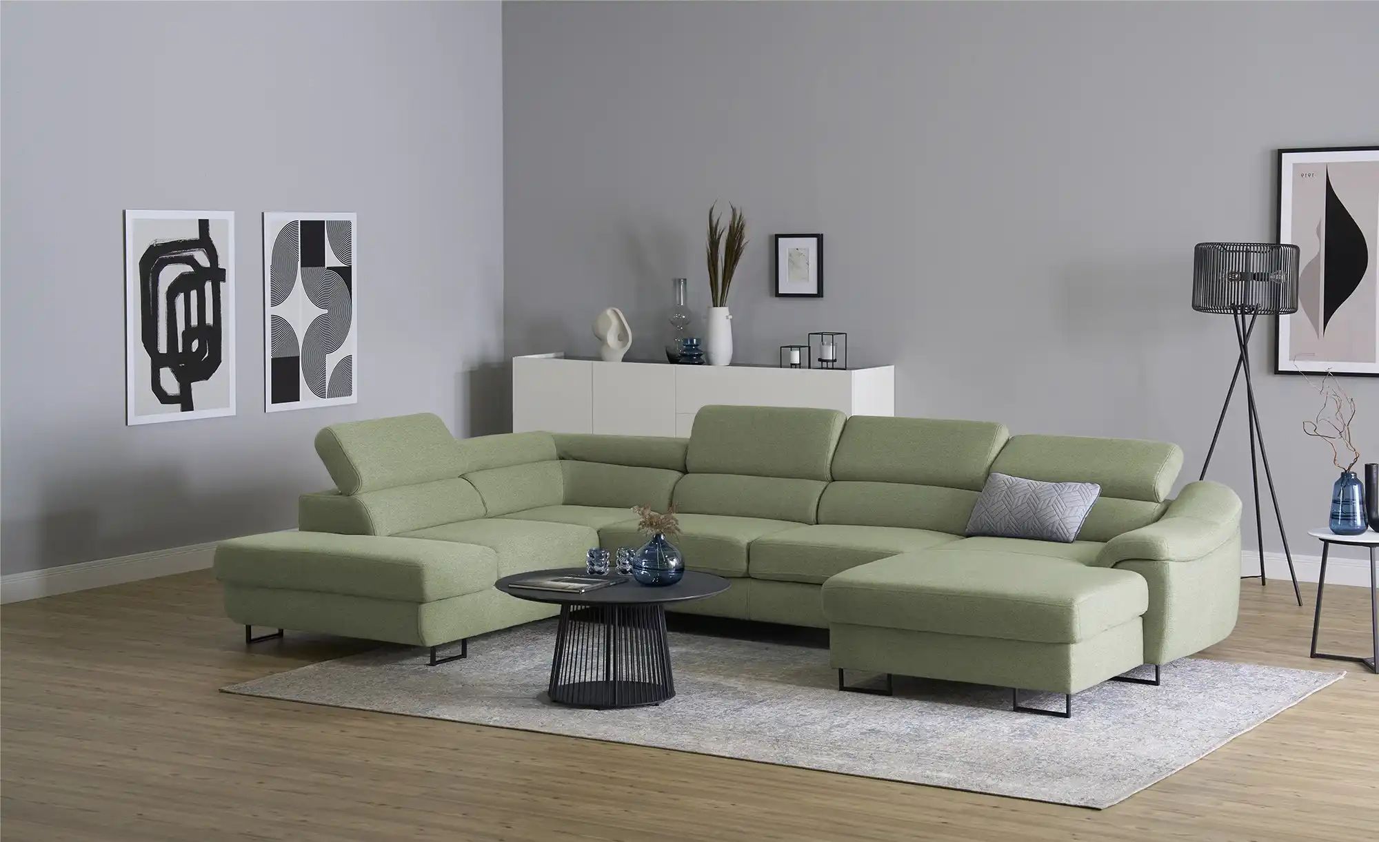 Thumbnail - switch Ecksofa  Lavos ¦ grün ¦ Maße (cm): B: 346 H: 85 T: 221.0 Polstermöbel > Sofas > Wohnlandschaften - Höffner