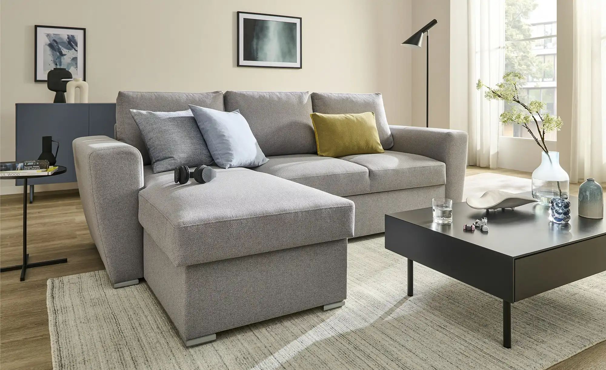 smart Ecksofa  Valdi ¦ grau ¦ Maße (cm): B: 243 H: 86 T: 163 Polstermöbel > günstig online kaufen