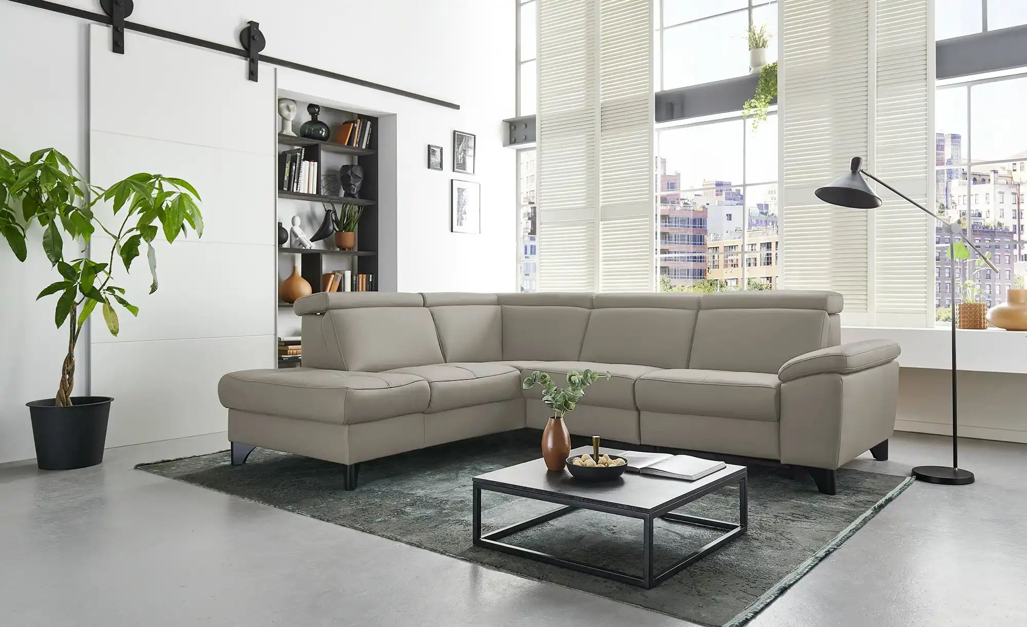 meinSofa Ecksofa Echtleder Linda ¦ grau ¦ Maße (cm): B: 261 H: 98 T: 209 Po günstig online kaufen