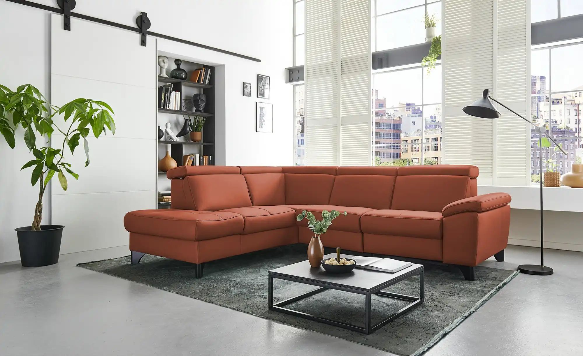 meinSofa Ecksofa Echtleder Linda ¦ rot ¦ Maße (cm): B: 261 H: 98 T: 209 Pol günstig online kaufen