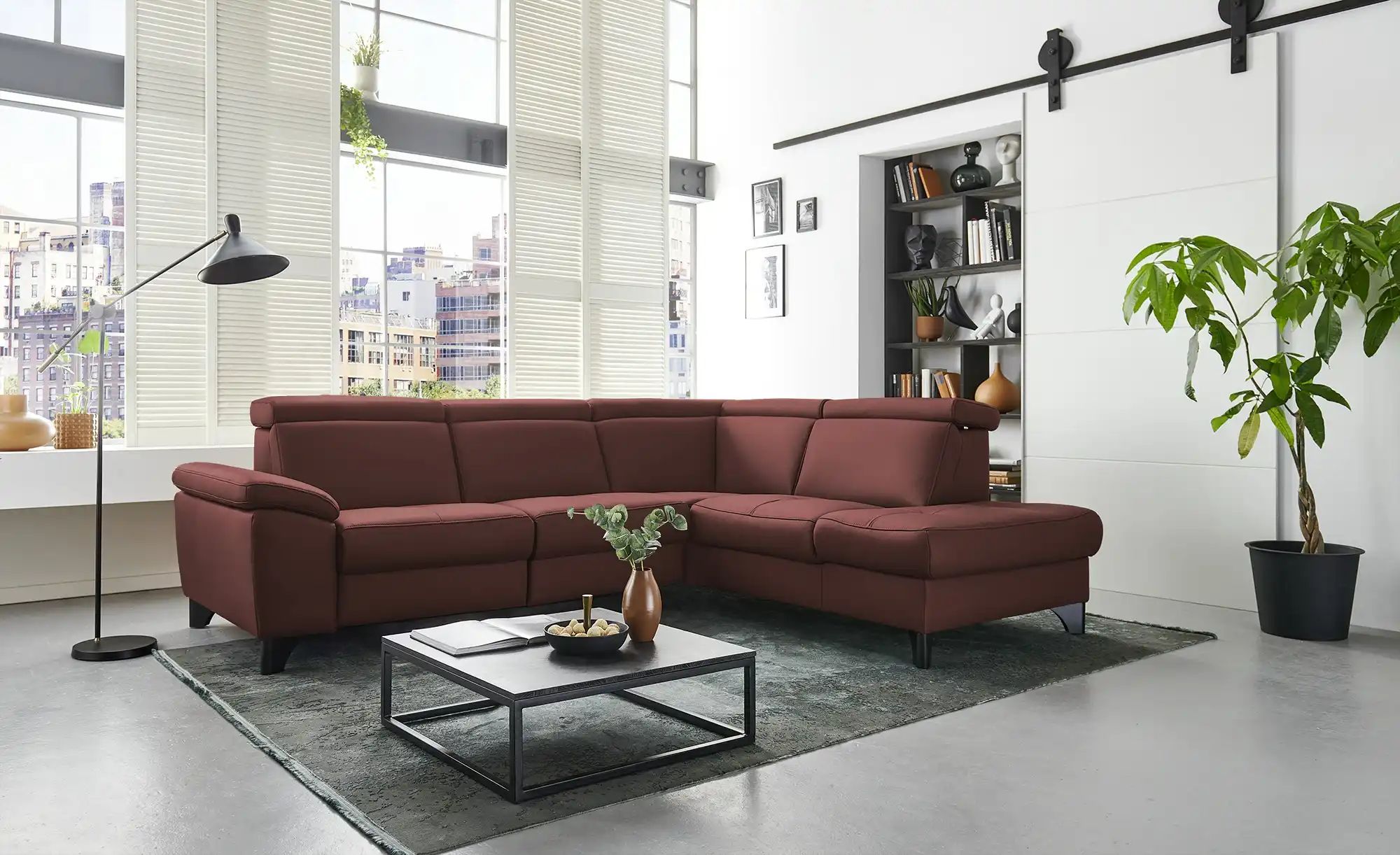 meinSofa Ecksofa Echtleder Linda ¦ lila/violett ¦ Maße (cm): B: 261 H: 80 T günstig online kaufen