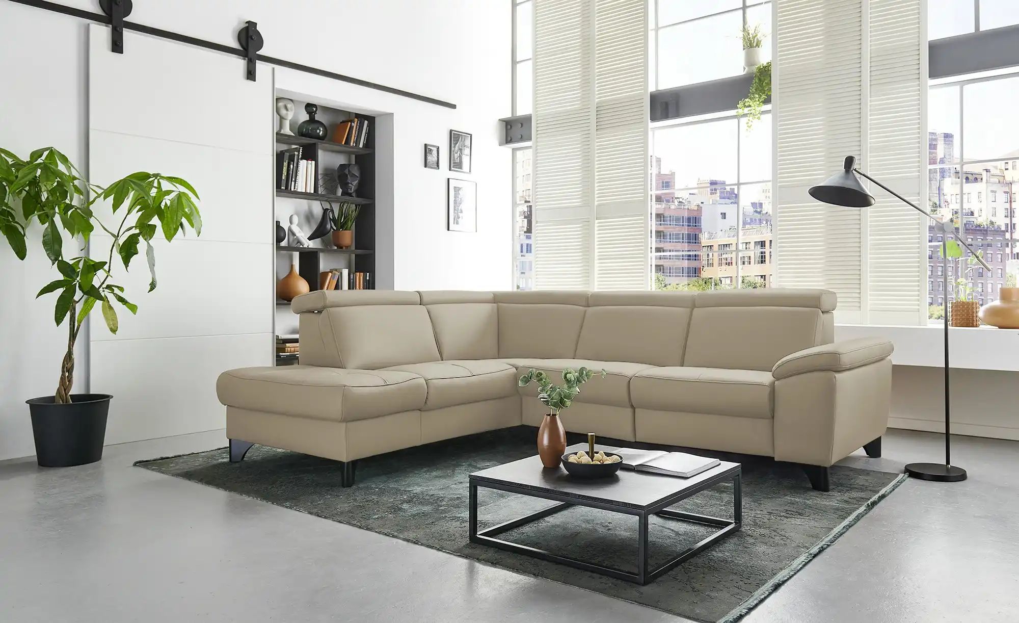 meinSofa Ecksofa Echtleder Linda ¦ beige ¦ Maße (cm): B: 261 H: 80 T: 209 P günstig online kaufen