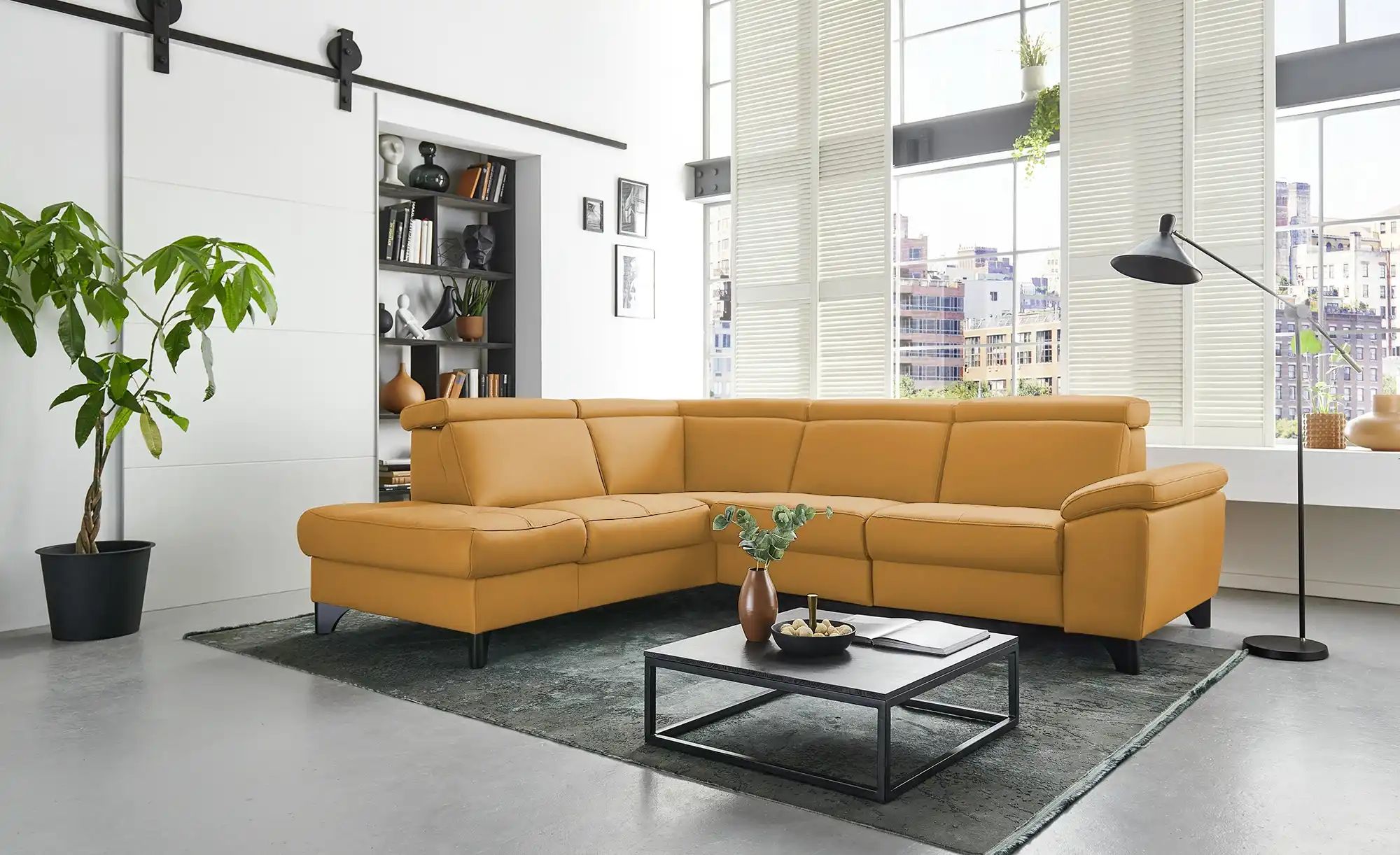 meinSofa Ecksofa Echtleder Linda ¦ gelb ¦ Maße (cm): B: 261 H: 80 T: 209 Po günstig online kaufen