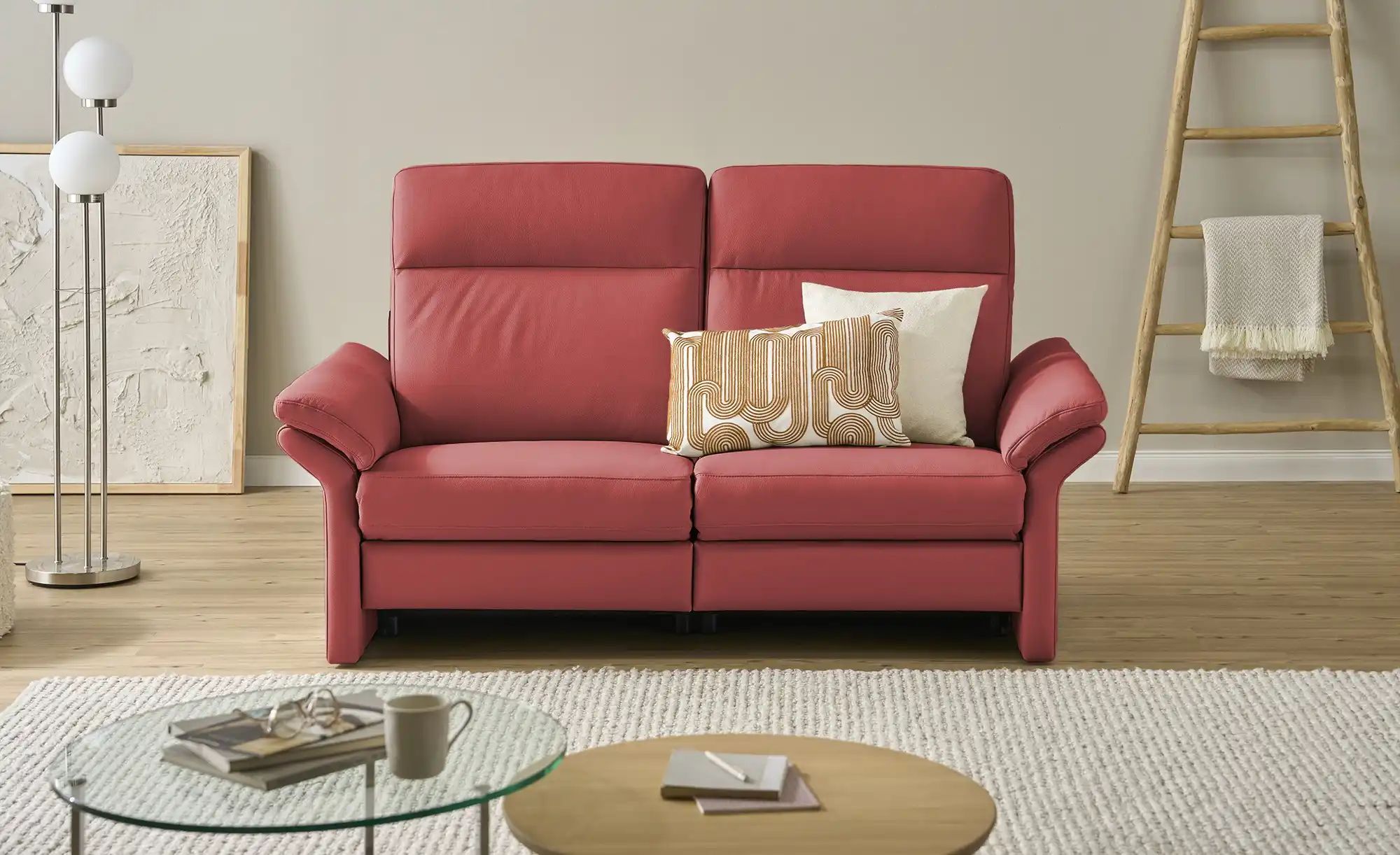 Wohnwert Einzelsofa Leder Mayla ¦ rot ¦ Maße (cm): B: 194 H: 109 T: 96.0 Po günstig online kaufen
