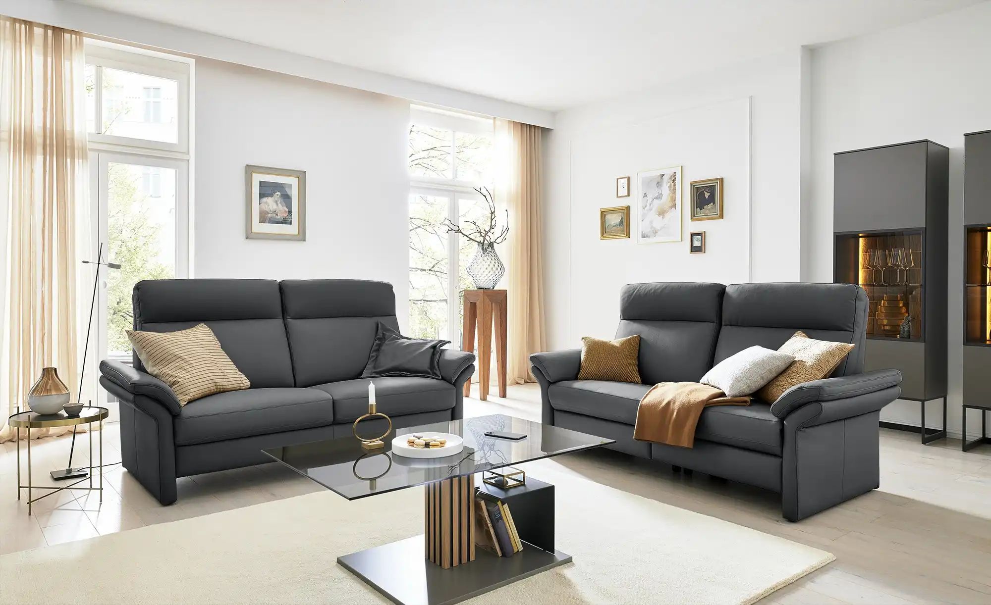 Wohnwert Einzelsofa Leder Mayla ¦ schwarz ¦ Maße (cm): B: 194 H: 109 T: 96. günstig online kaufen