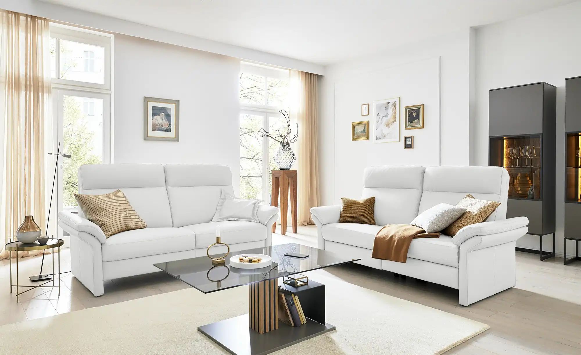 Wohnwert Einzelsofa Leder Mayla ¦ blau ¦ Maße (cm): B: 210 H: 109 T: 96.0 P günstig online kaufen