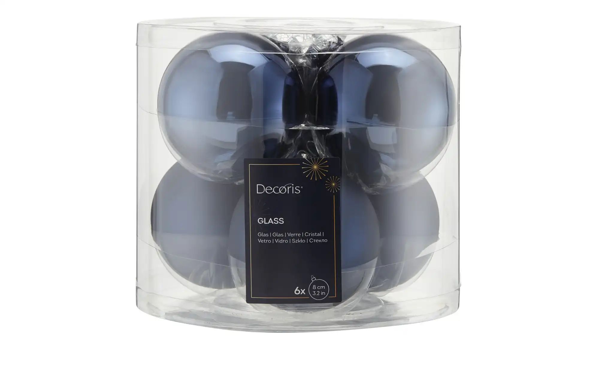 Thumbnail - Weihnachtskugel  6er Set   ¦ blau ¦ Glas,Aluminium Ø: 8 Weihnachten - Höffner