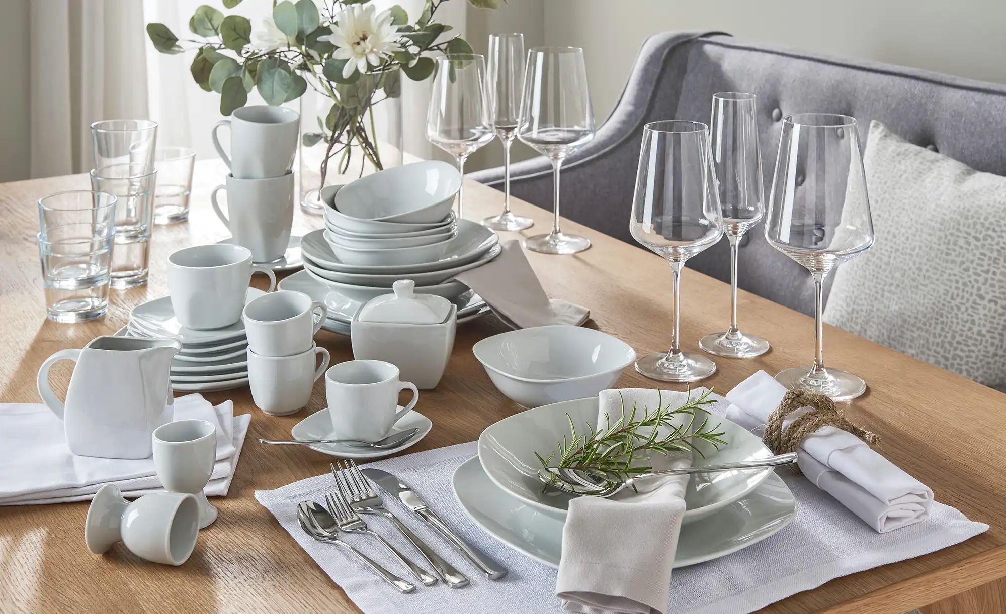 KHG Kombiservice  62-teilig  Tivoli ¦ weiß Geschirr > Geschirrsets > Kombis günstig online kaufen