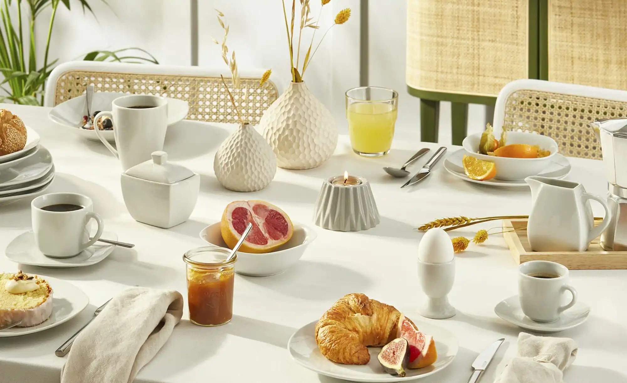 KHG Kombiservice  62-teilig  Tivoli ¦ weiß Geschirr > Geschirrsets > Kombis günstig online kaufen