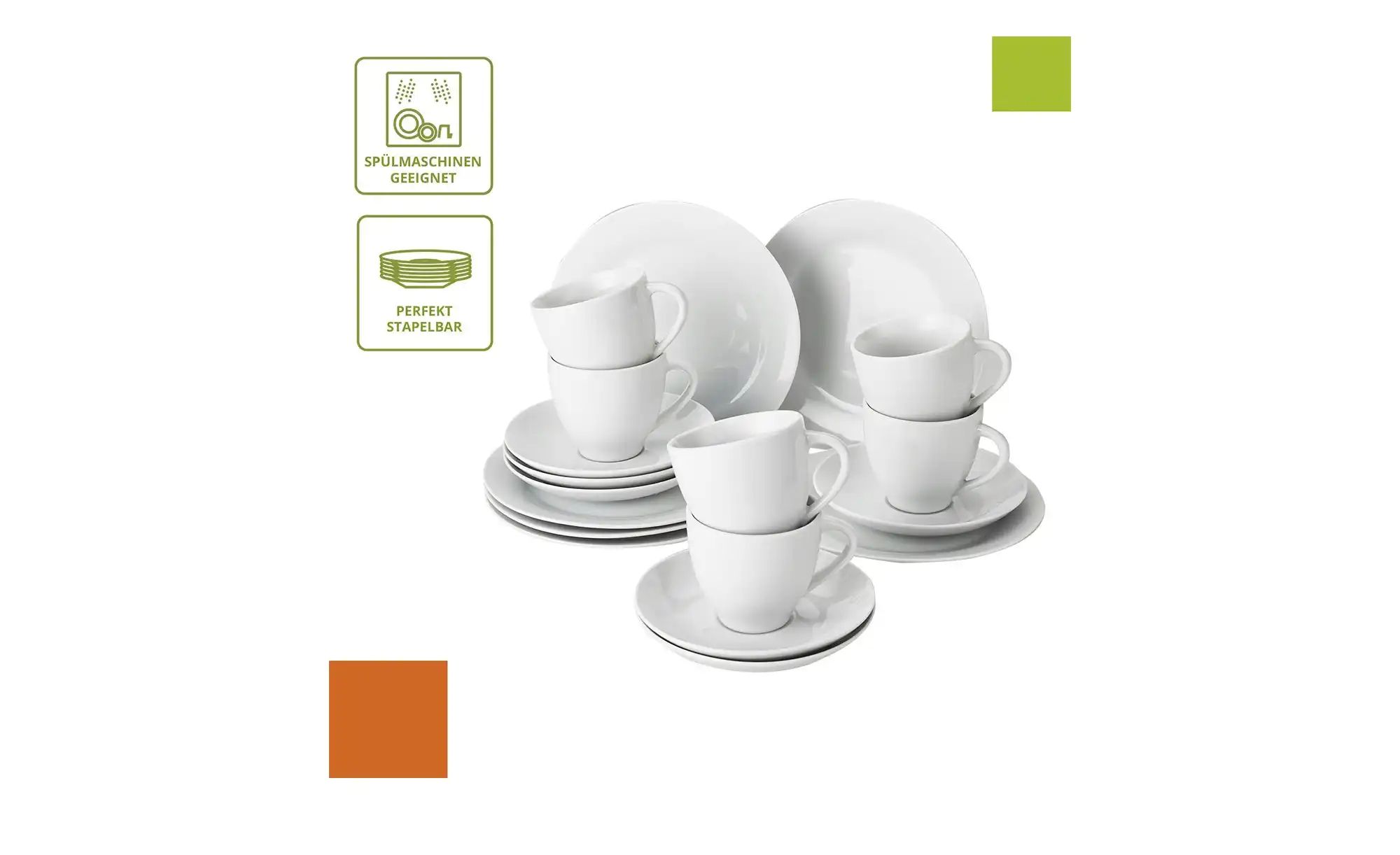 levelone Kaffeeservice 18-teilig  Mira ¦ weiß Geschirr > Geschirrsets > Kaf günstig online kaufen