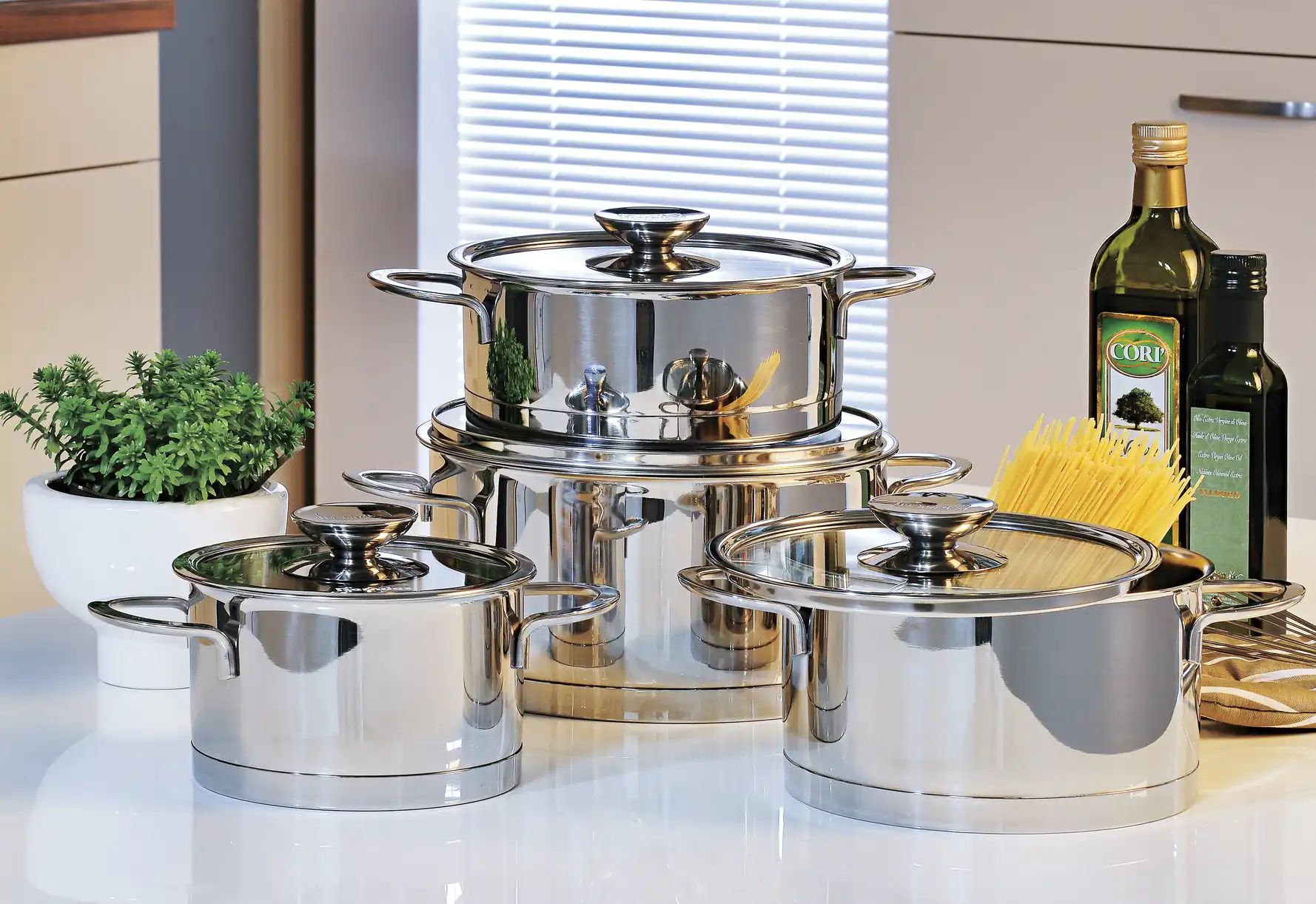 Thumbnail - Berndes Topfset 8-teilig Millesima ¦ silber ¦ Edelstahl Töpfe & Pfannen & Zubehör > Topf und Pfannen-Sets - Höffner