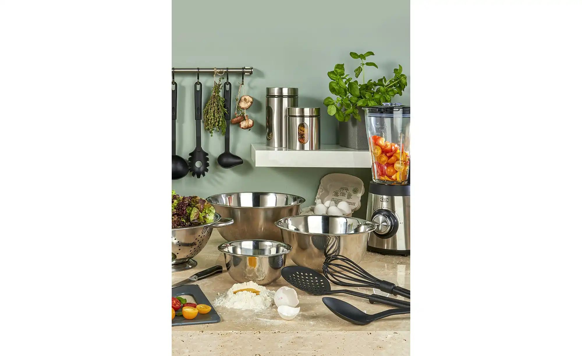 Thumbnail - KHG Vierkantreibe mit Auffangbehälter   ¦ silber ¦ Kunststoff,Edelstahl ¦ Maße (cm): B: 11 H: 24 T: 9.0 Küchenzubehör & ...