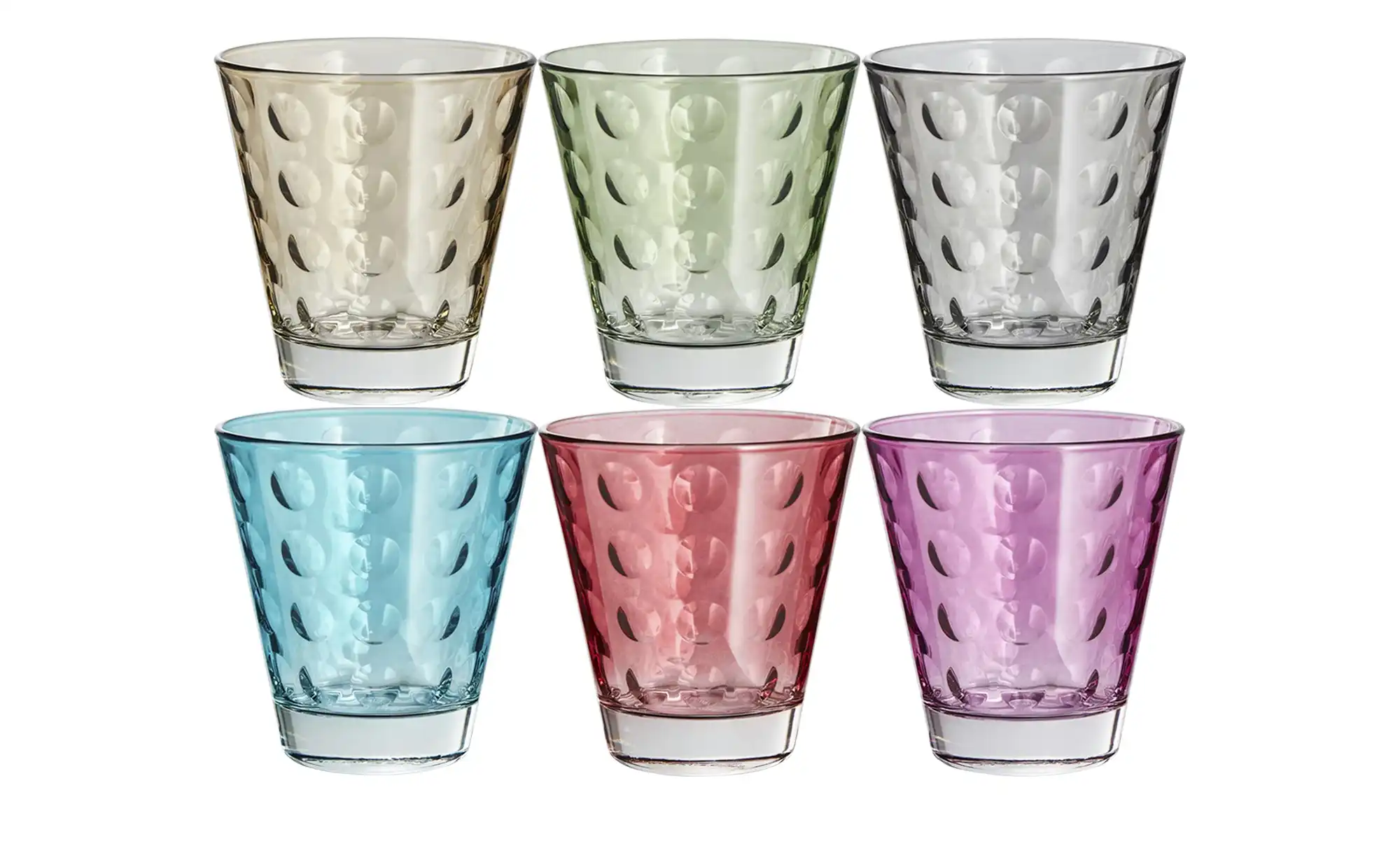 LEONARDO Gläser klein, 6er-Set  Optic ¦ mehrfarbig ¦ Glas ¦ Maße (cm): B: 26 H: 9,8 T: 17,4 Gläser & Karaffen > Trinkgläser - Höffner
