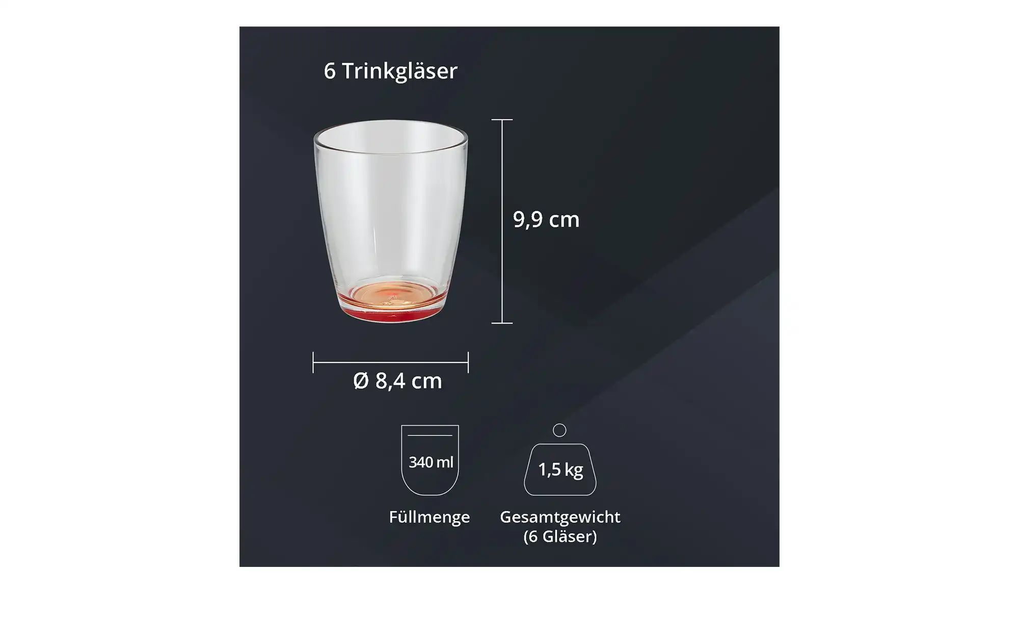 Thumbnail - Peill+Putzler Glas 6er-Set Colore ¦ transparent/klar ¦ Maße (cm): H: 9,9 Ø: 8.4 Gläser & Karaffen - Höffner